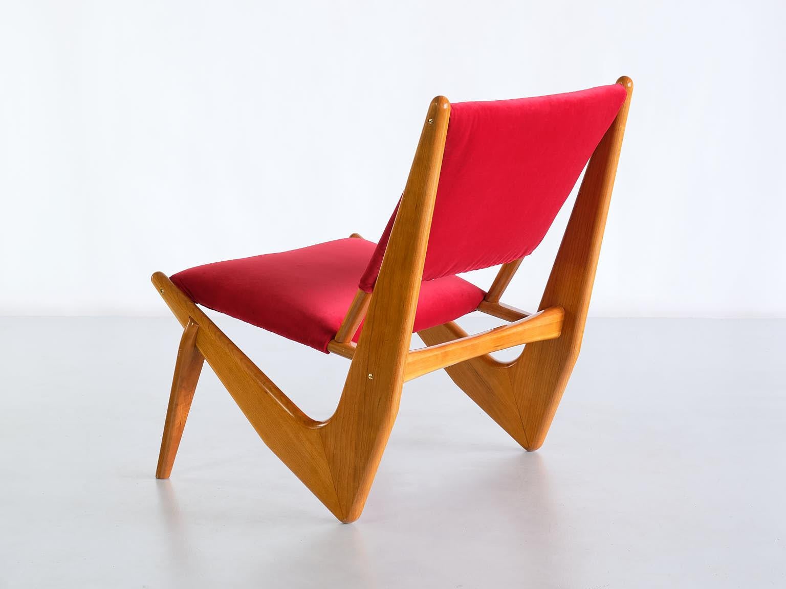 Bertil Behrman Lounge Chair in Oak and Velvet, Engen Möbelfabriker, Sweden, 1956 For Sale 3