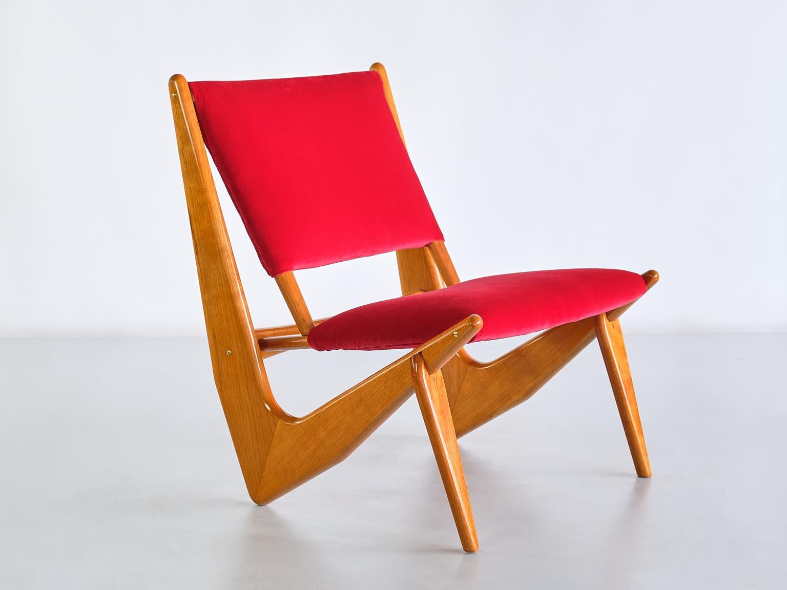 Bertil Behrman Lounge Chair in Oak and Velvet, Engen Möbelfabriker, Sweden, 1956 For Sale 4