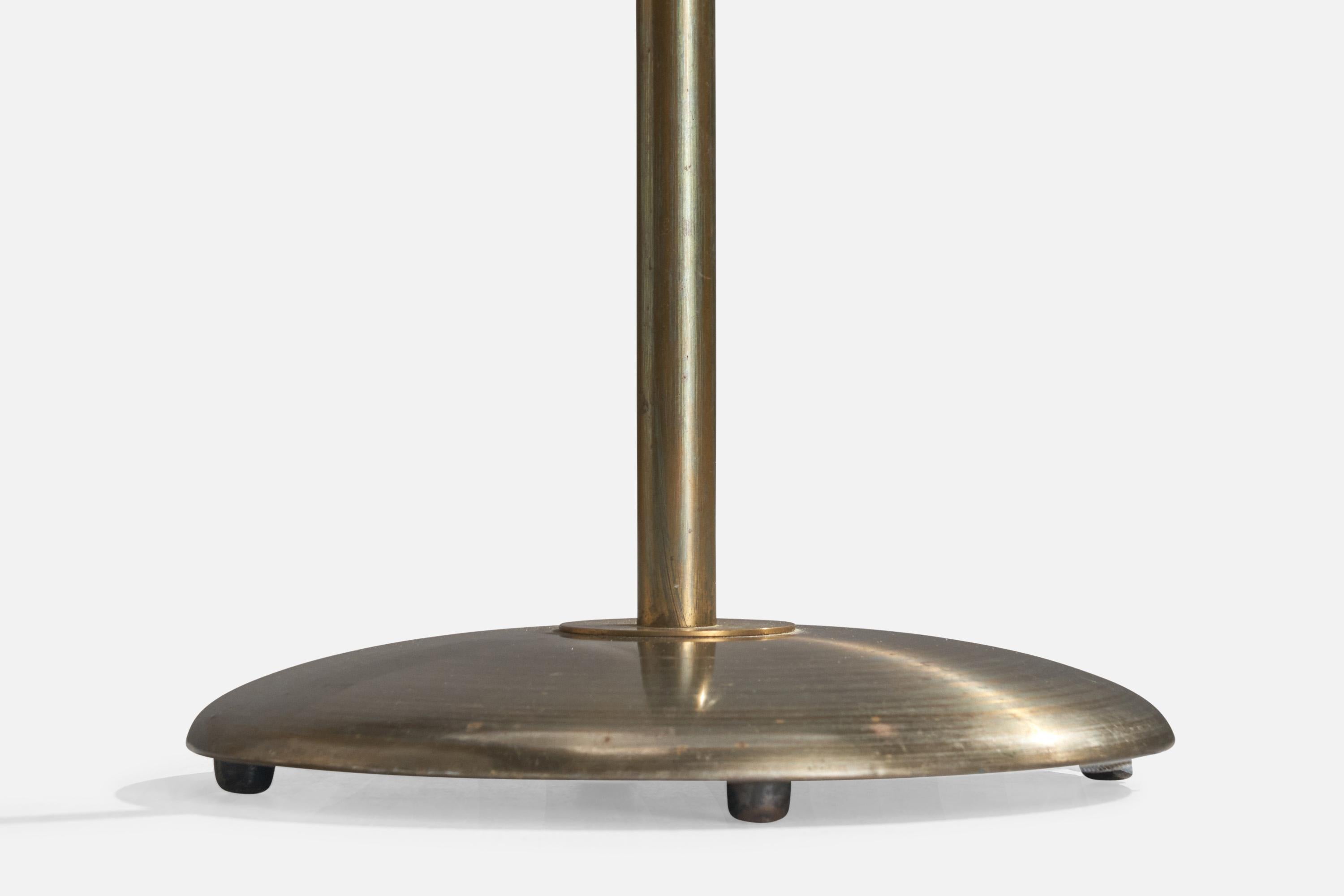 Lampadaire Bertil Brisborg, laiton, tissu, Suède, années 1940 en vente 3
