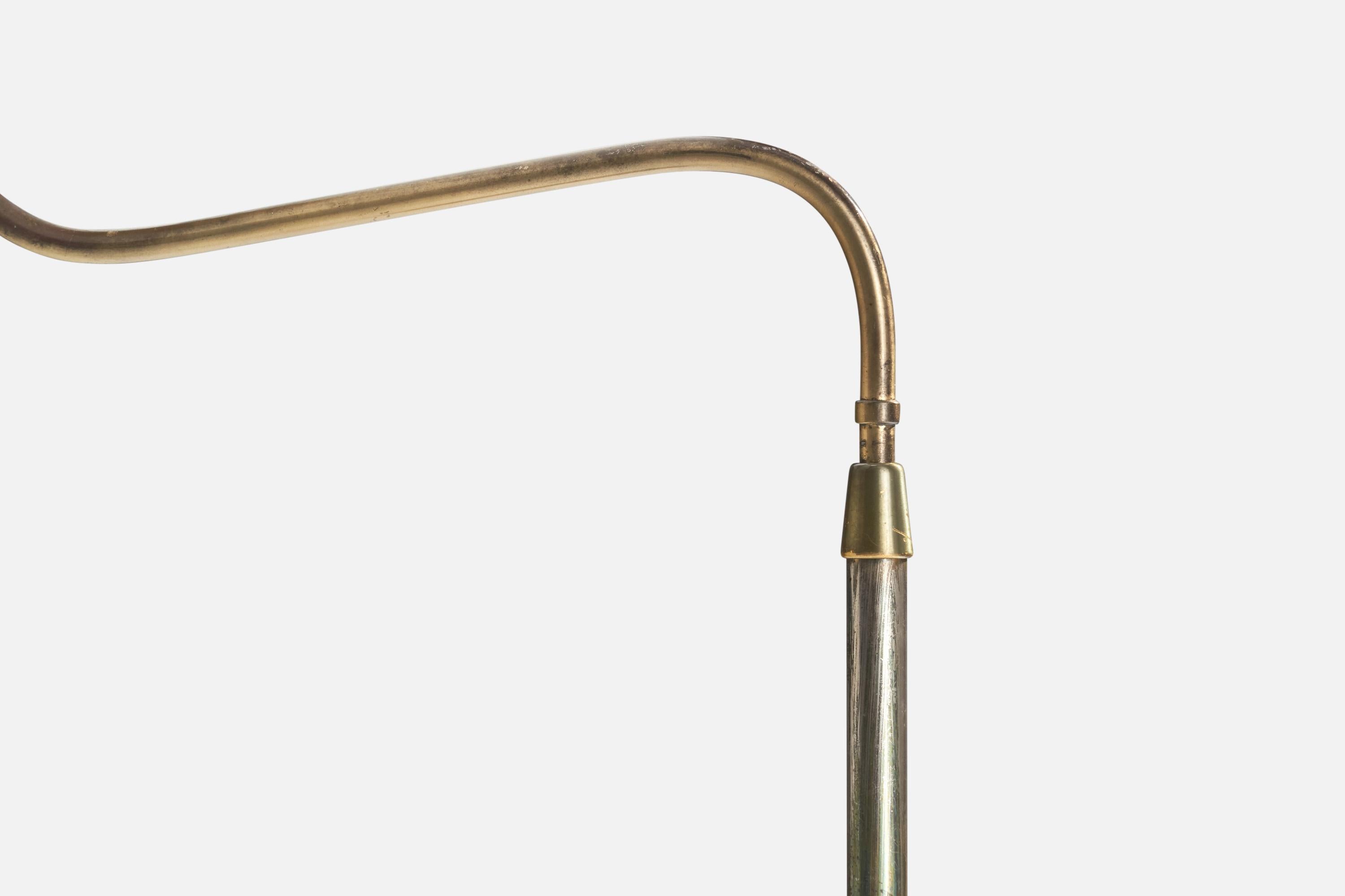 Laiton Lampadaire Bertil Brisborg, laiton, tissu, Suède, années 1940 en vente