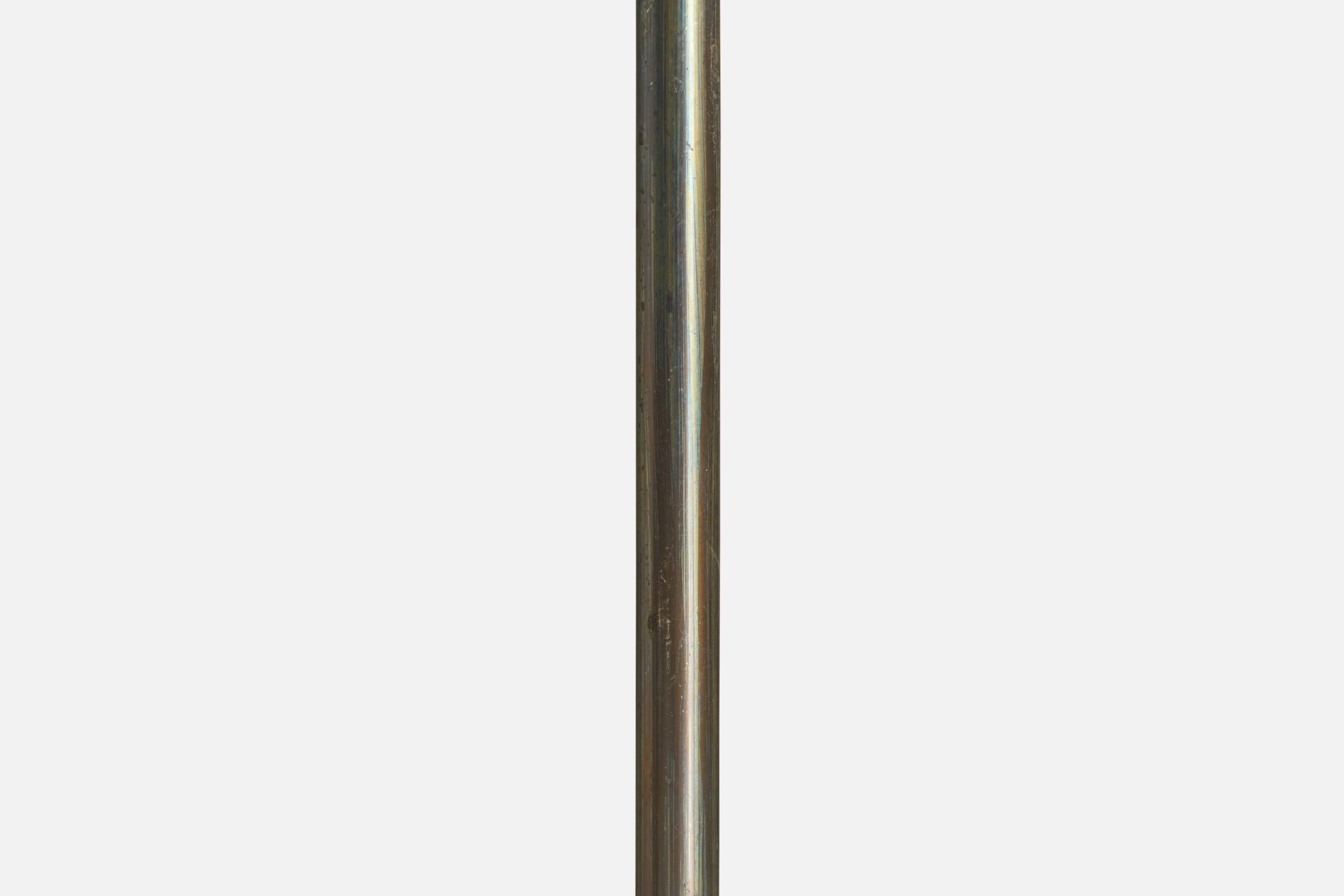 Lampadaire Bertil Brisborg, laiton, tissu, Suède, années 1940 en vente 1