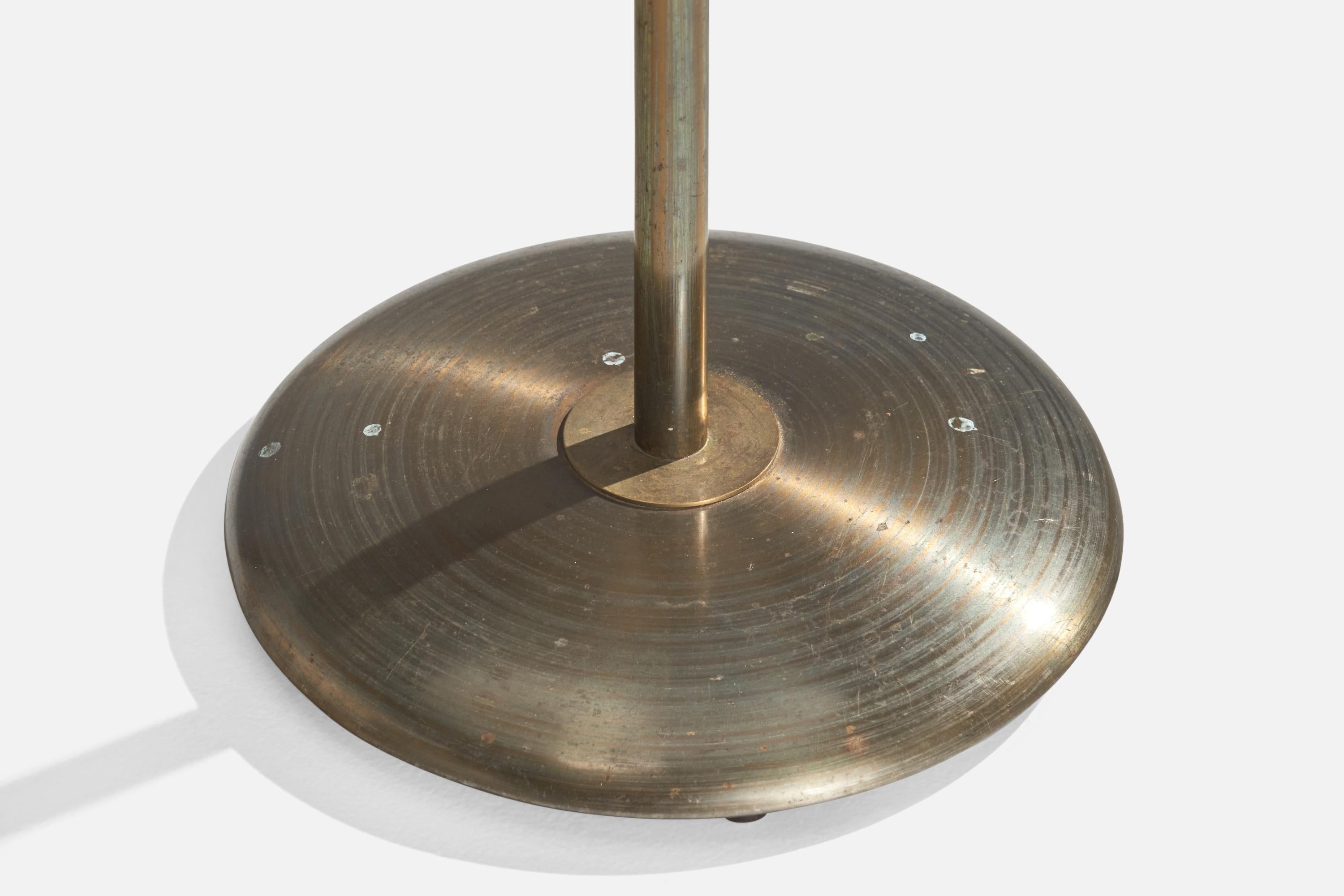 Lampadaire Bertil Brisborg, laiton, tissu, Suède, années 1940 en vente 2