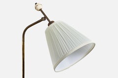 Bertil Brisborg, Stehlampe, Messing, Metall, Stoff, Schweden, 1940er Jahre