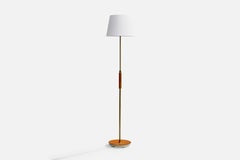 Lampadaire Bertil Brisborg, laiton, bois, fer, tissu, Suède, années 1940