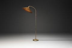 Bertil Brisborg Floor Lamp with Woven Shade, Sweden 1940s