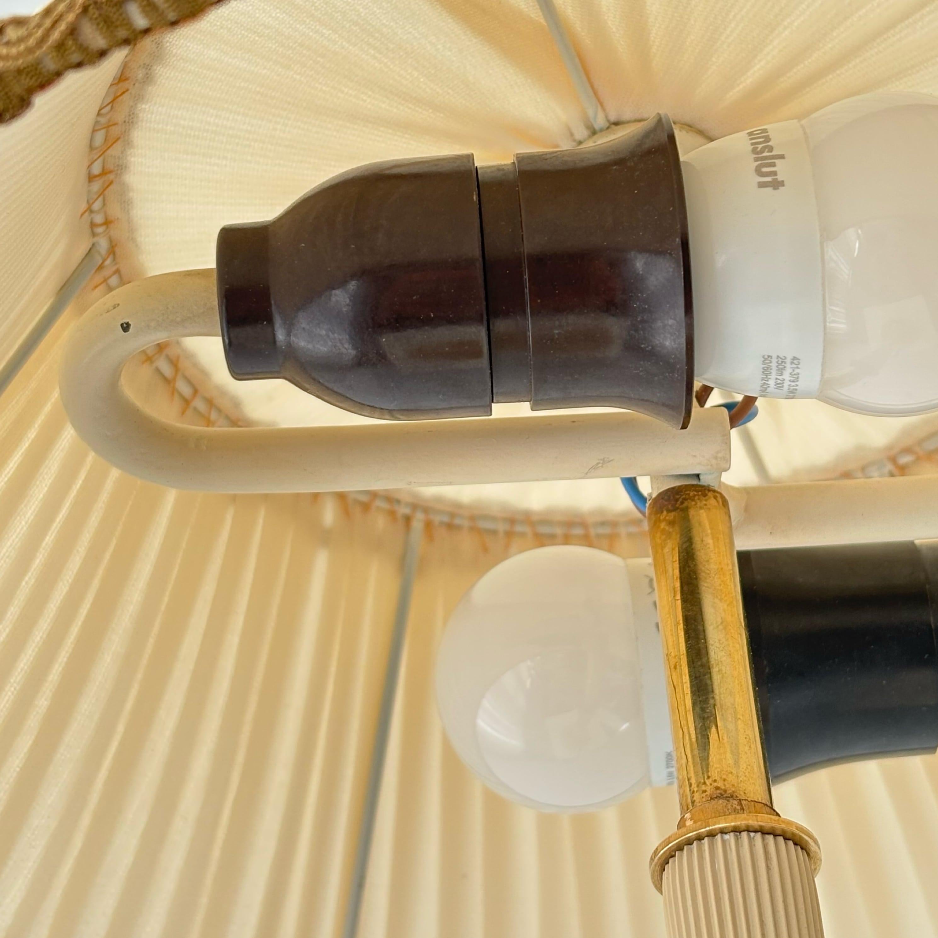 Bertil Brisborg, Nordiska Kompaniet, table lamp, brass & textile, Sweden, 1940s For Sale 8