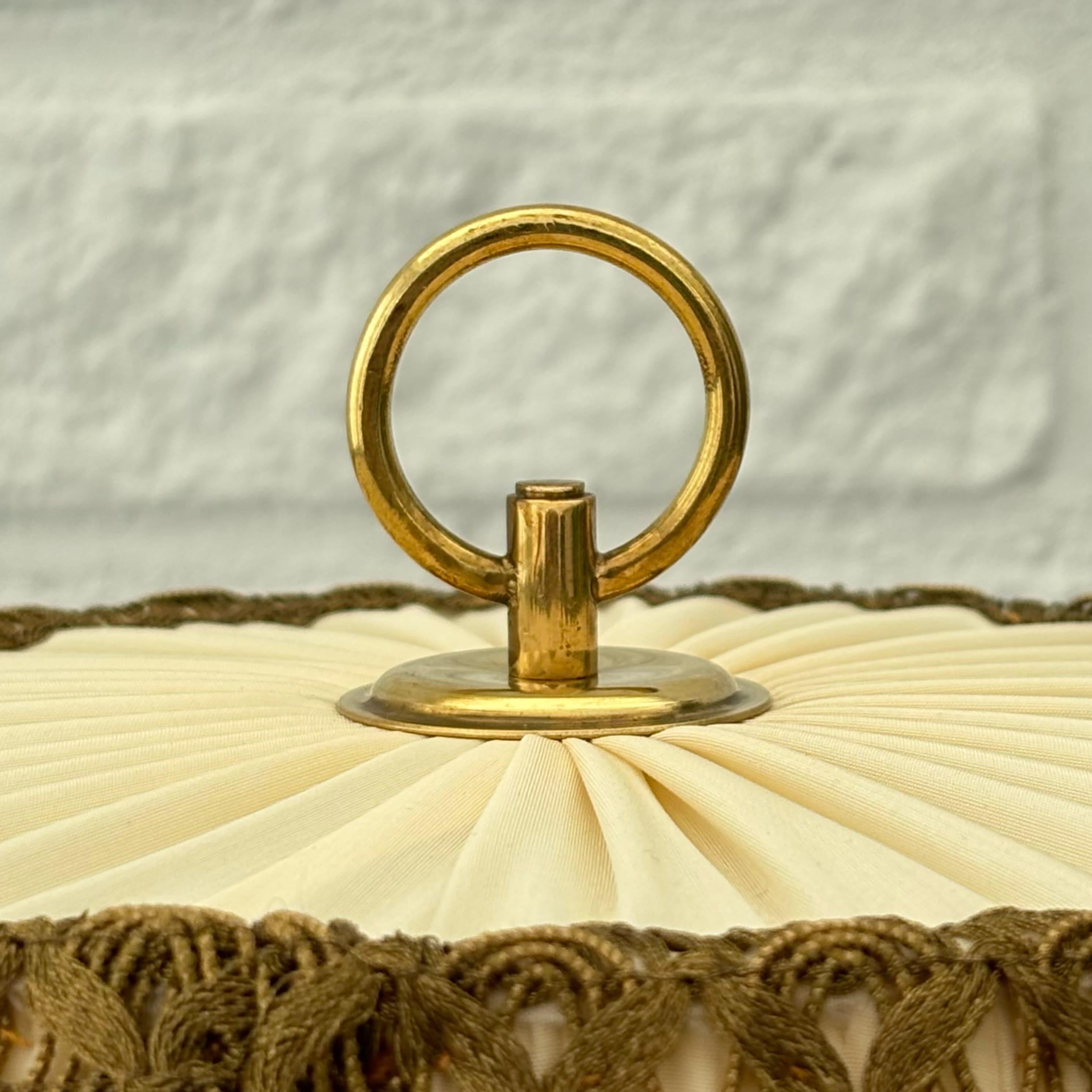 Bertil Brisborg, Nordiska Kompaniet, table lamp, brass & textile, Sweden, 1940s For Sale 2