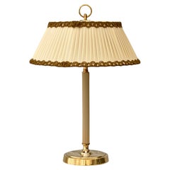 Bertil Brisborg, Nordiska Kompaniet, table lamp, brass & textile, Sweden, 1940s