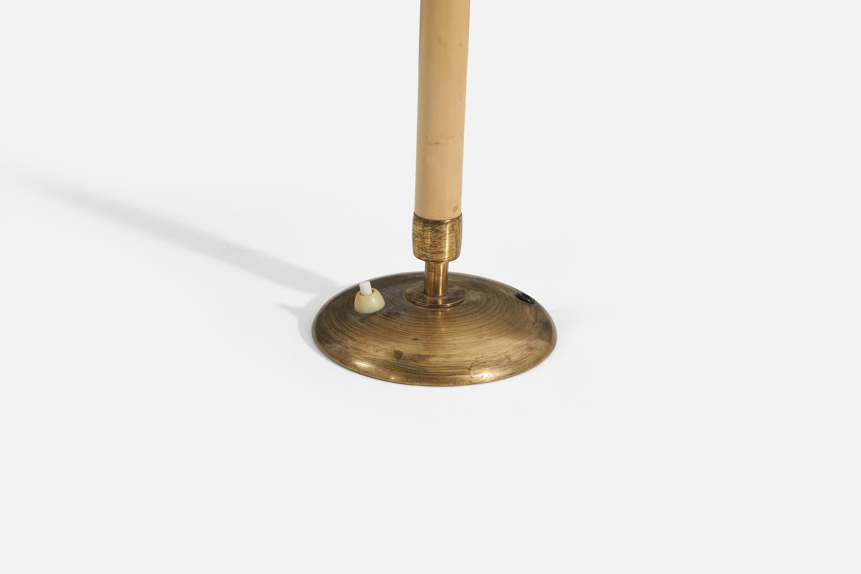 Swedish Bertil Brisborg, Table Lamp, Brass, Lacquered Metal, NK, Sweden, 1940s For Sale