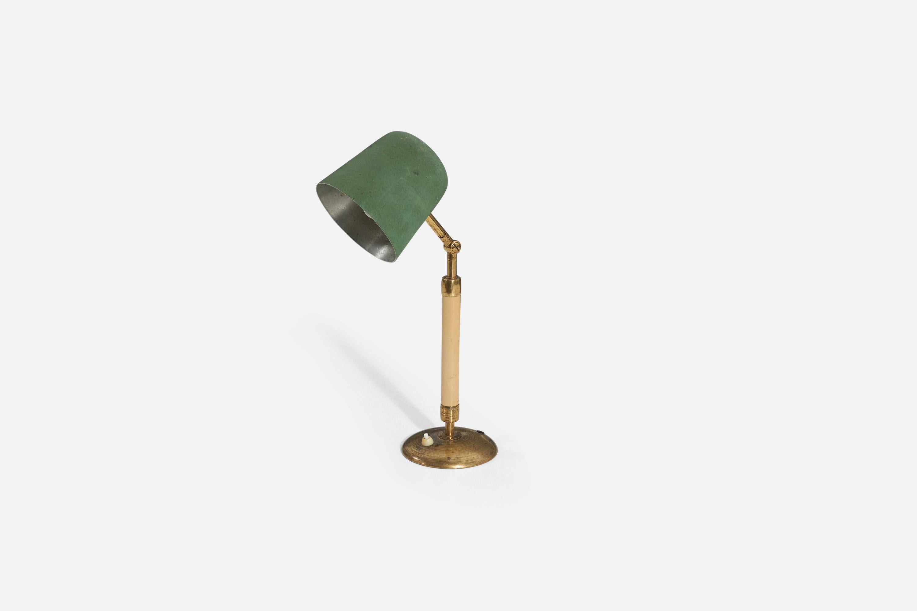 Mid-20th Century Bertil Brisborg, Table Lamp, Brass, Lacquered Metal, NK, Sweden, 1940s For Sale