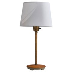 Lampe de bureau Bertil Brisborg, laiton, chêne, fer, Suède, années 1940