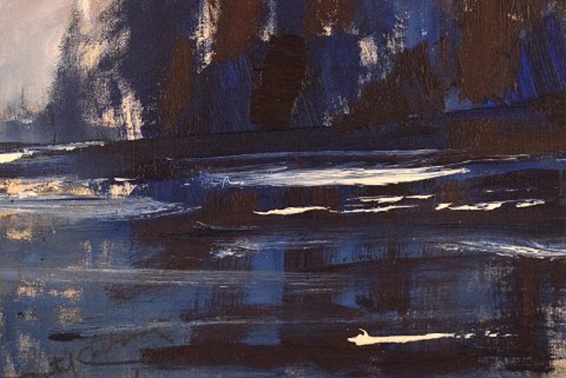 Bertil Carlsson, Sweden, Modernist Landscape, Oil on Board, Dated 1964 In Excellent Condition For Sale In Copenhagen, DK