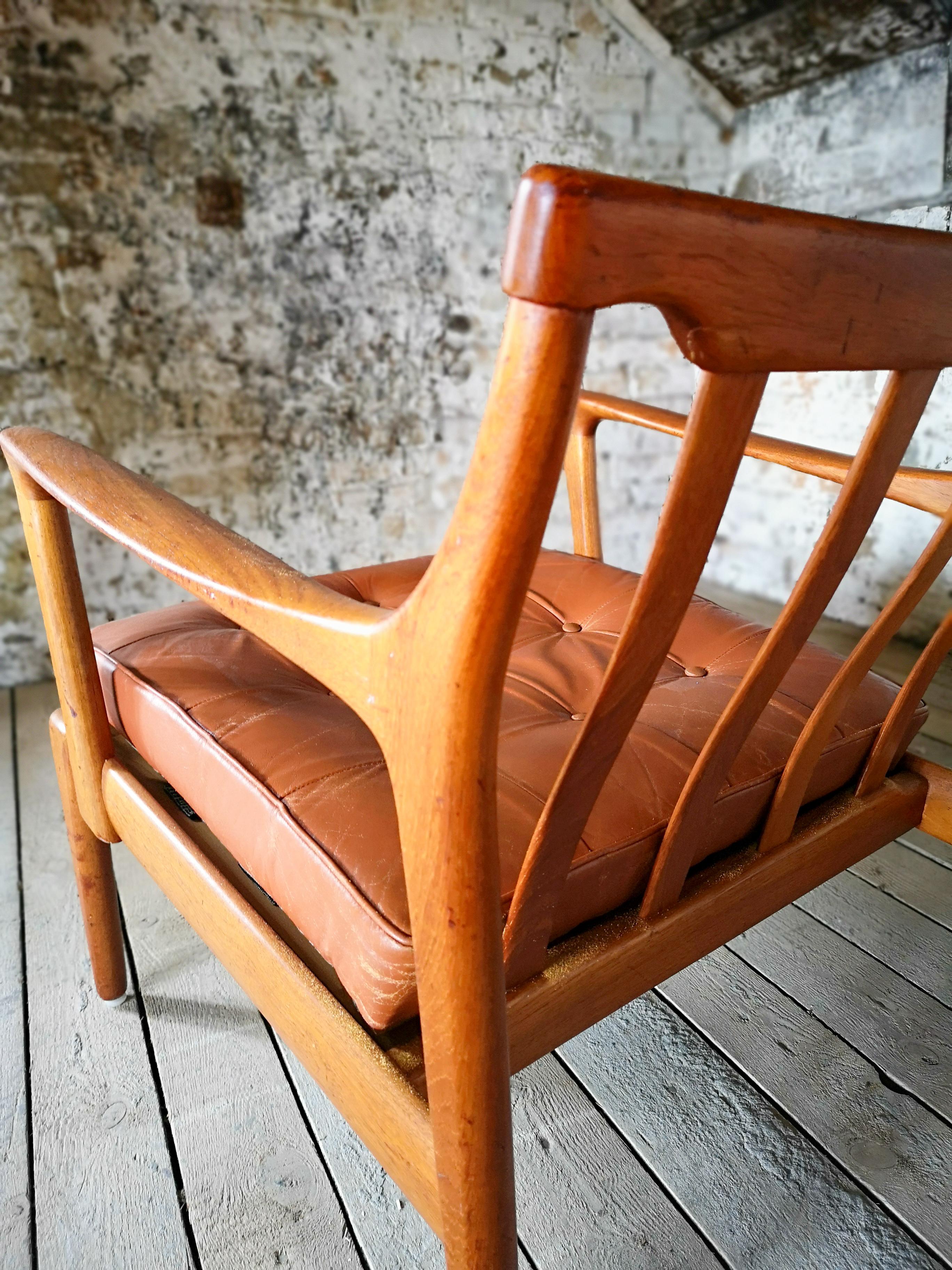 Mid-20th Century Bertil Fridhagen Easy Chair Model Kuba by Bröderna Andersson in Sweden
