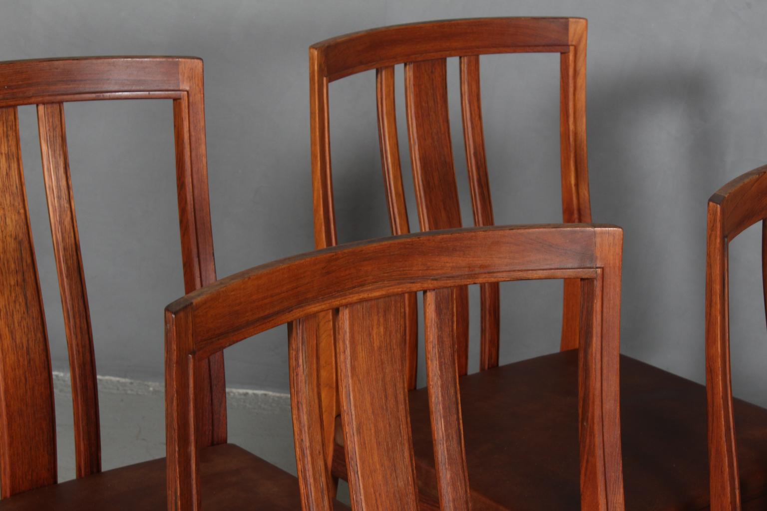 Scandinavian Modern Bertil Fridhagen Set of Four Dining Chairs Rosewood For Sale