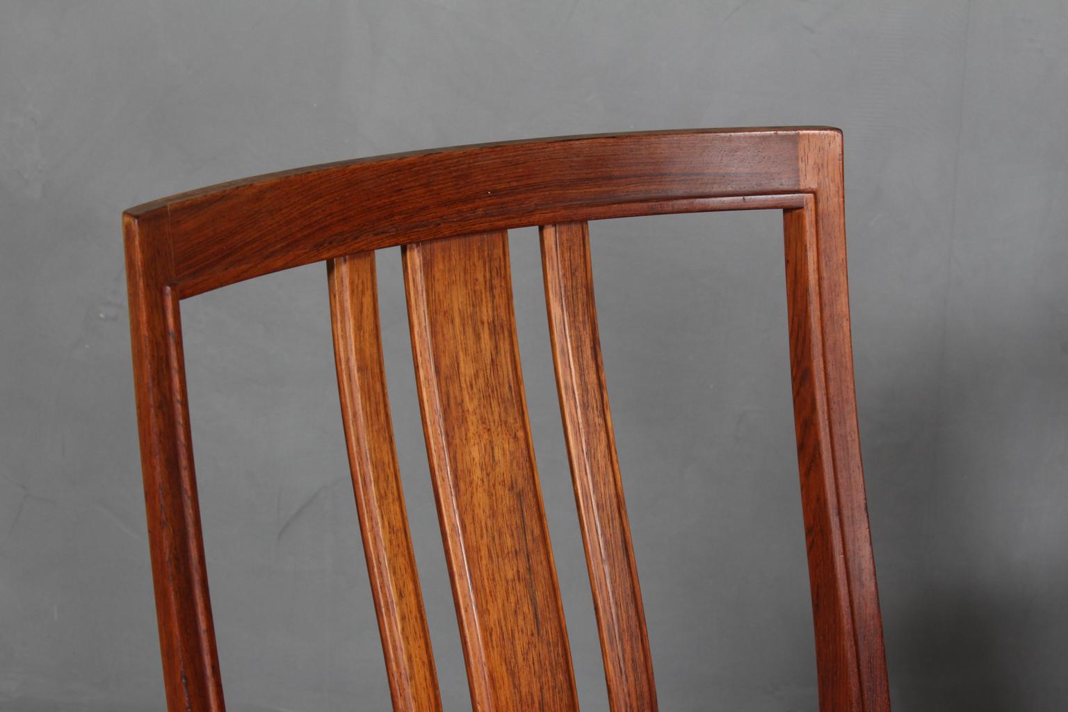 Leather Bertil Fridhagen Set of Four Dining Chairs Rosewood For Sale