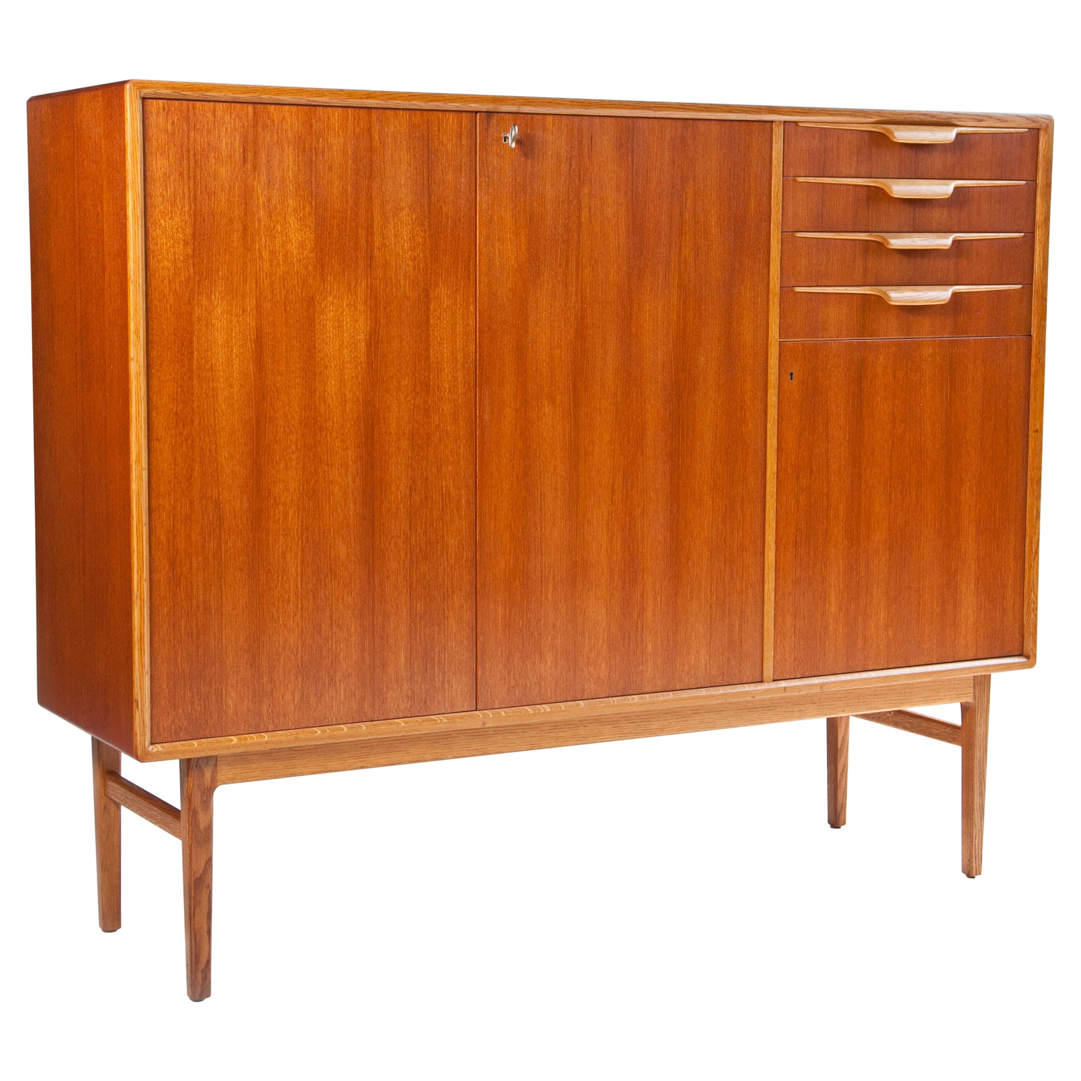 Bertil Fridhagen Teak High Sideboard for Bodafors Sweden, 1950's