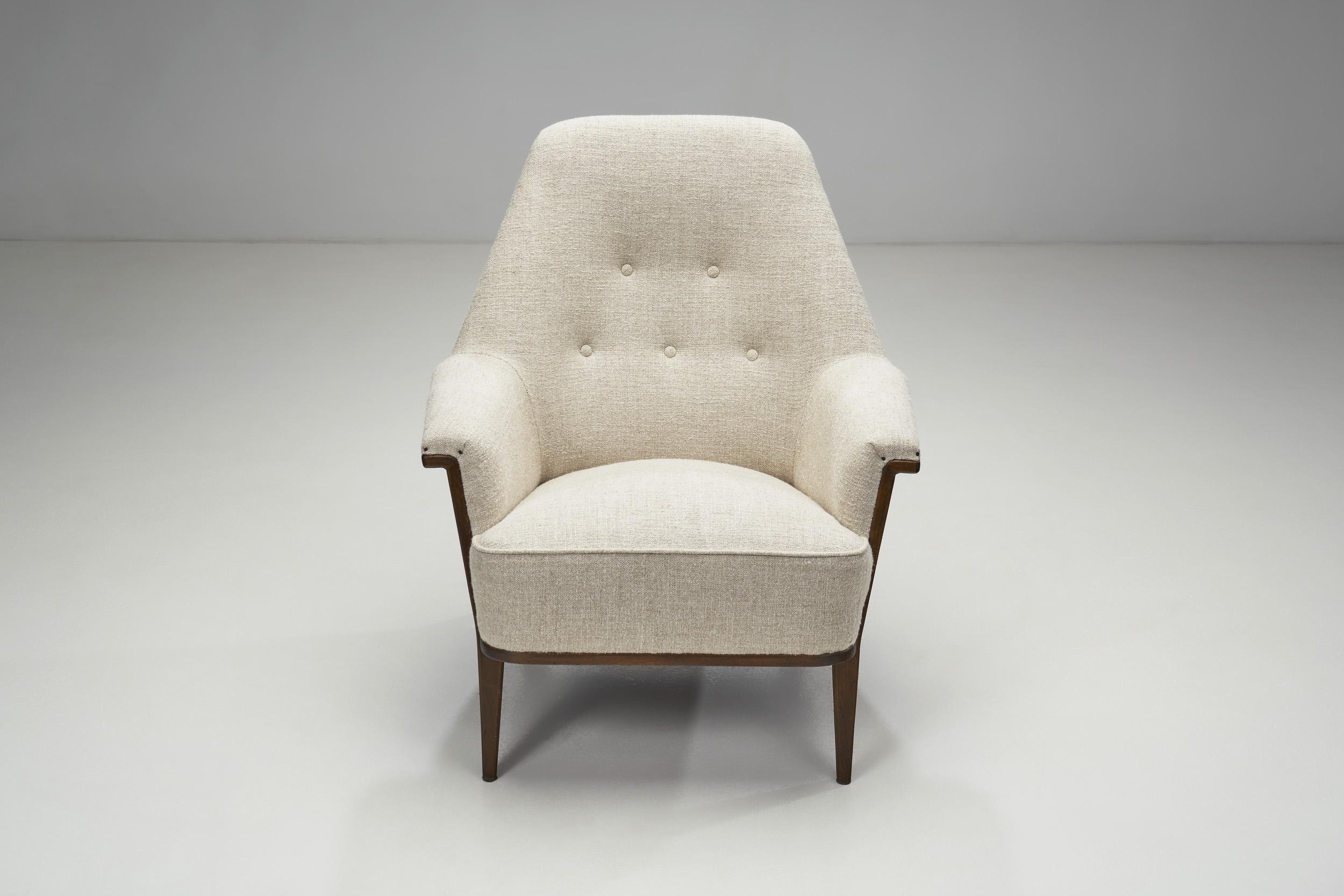 20th Century Bertil Fridhagen Upholstered Easy Chair for Bodafors, Sweden 1950s