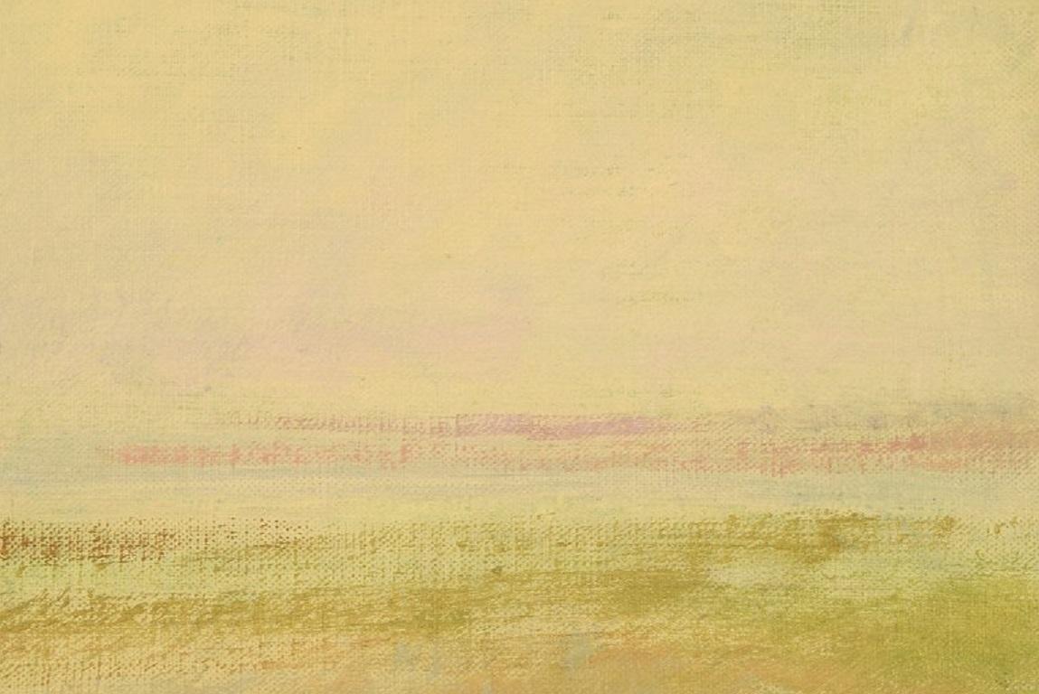 Swedish Bertil Lindecrantz, Sweden, Oil on Canvas, Modernist Landscape For Sale