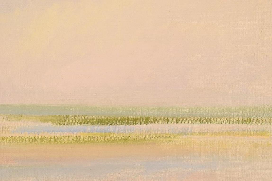 Bertil Lindecrantz, Sweden, Oil on Canvas, Modernist Landscape In Excellent Condition For Sale In Copenhagen, DK