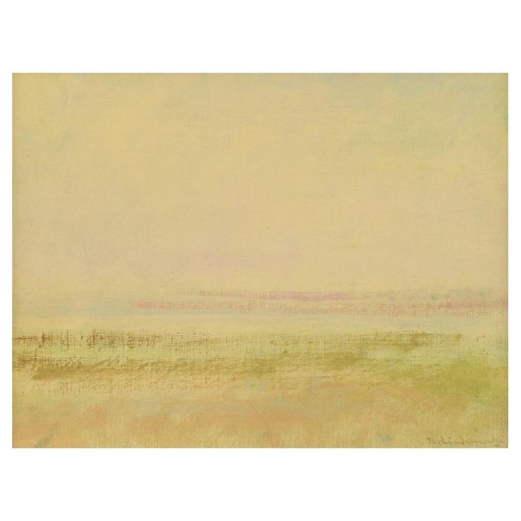 Bertil Lindecrantz, Sweden, Oil on Canvas, Modernist Landscape For Sale