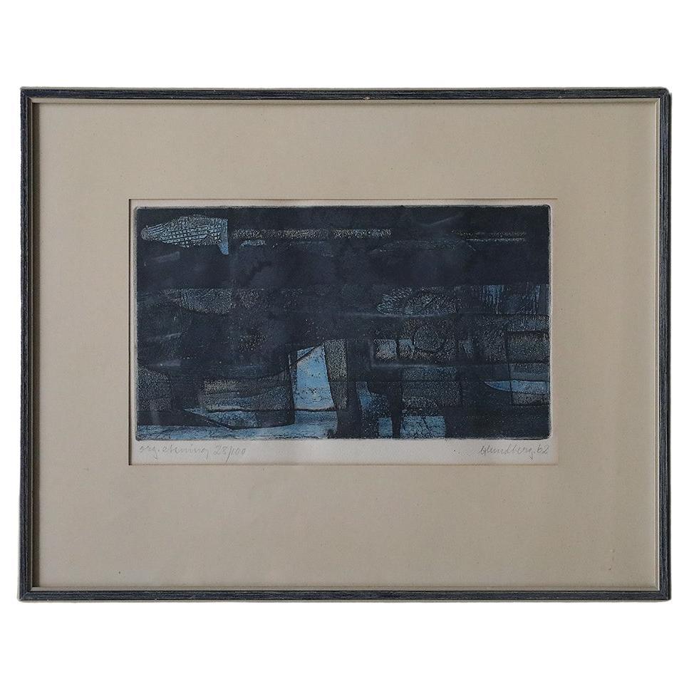 Bertil Lundberg, Komposition, Etching, 1962, Framed For Sale