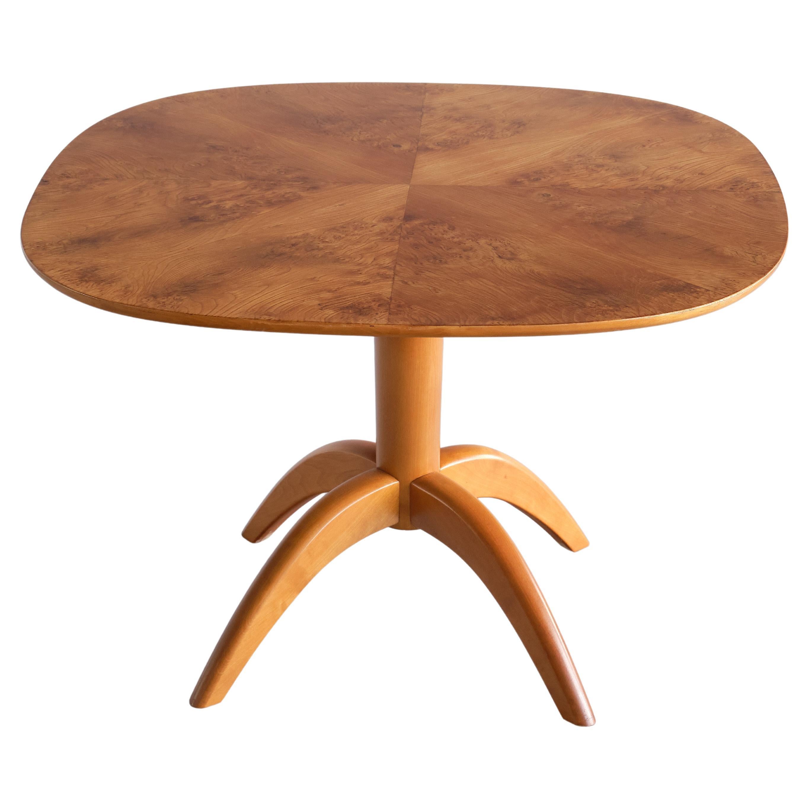 Table basse et d'appoint Bertil Söderberg en bois de ronce, Svensk Hemslöjd, Suède, années 1930