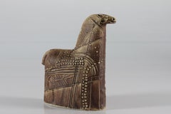 Bertil Vallien Ceramic Horse with Brownish Glaze by Rörstrand Sweden, 1960-1970