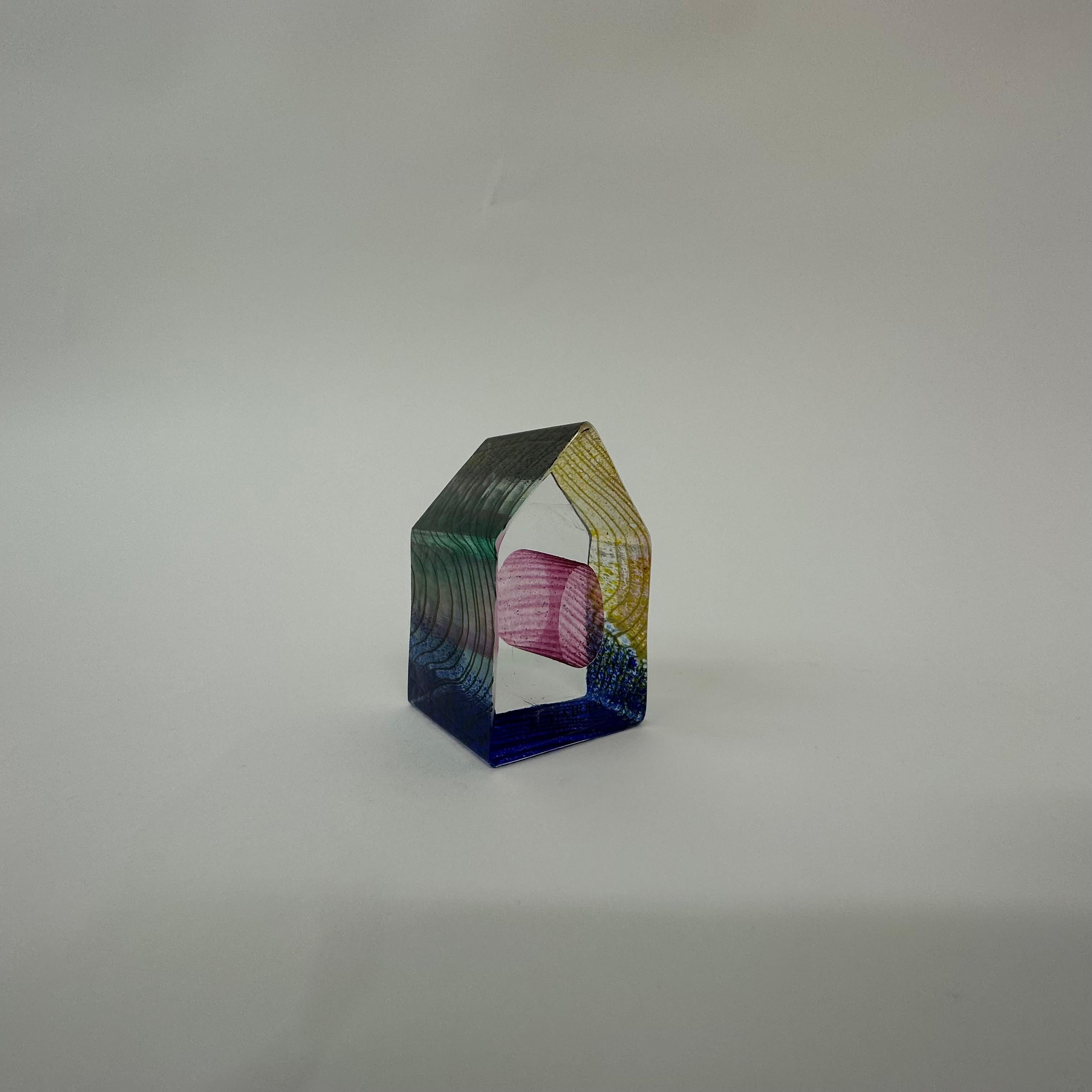 Scandinavian Modern Bertil Vallien fo Kosta Boda Sweden miniature sculpture House ”Country Living”