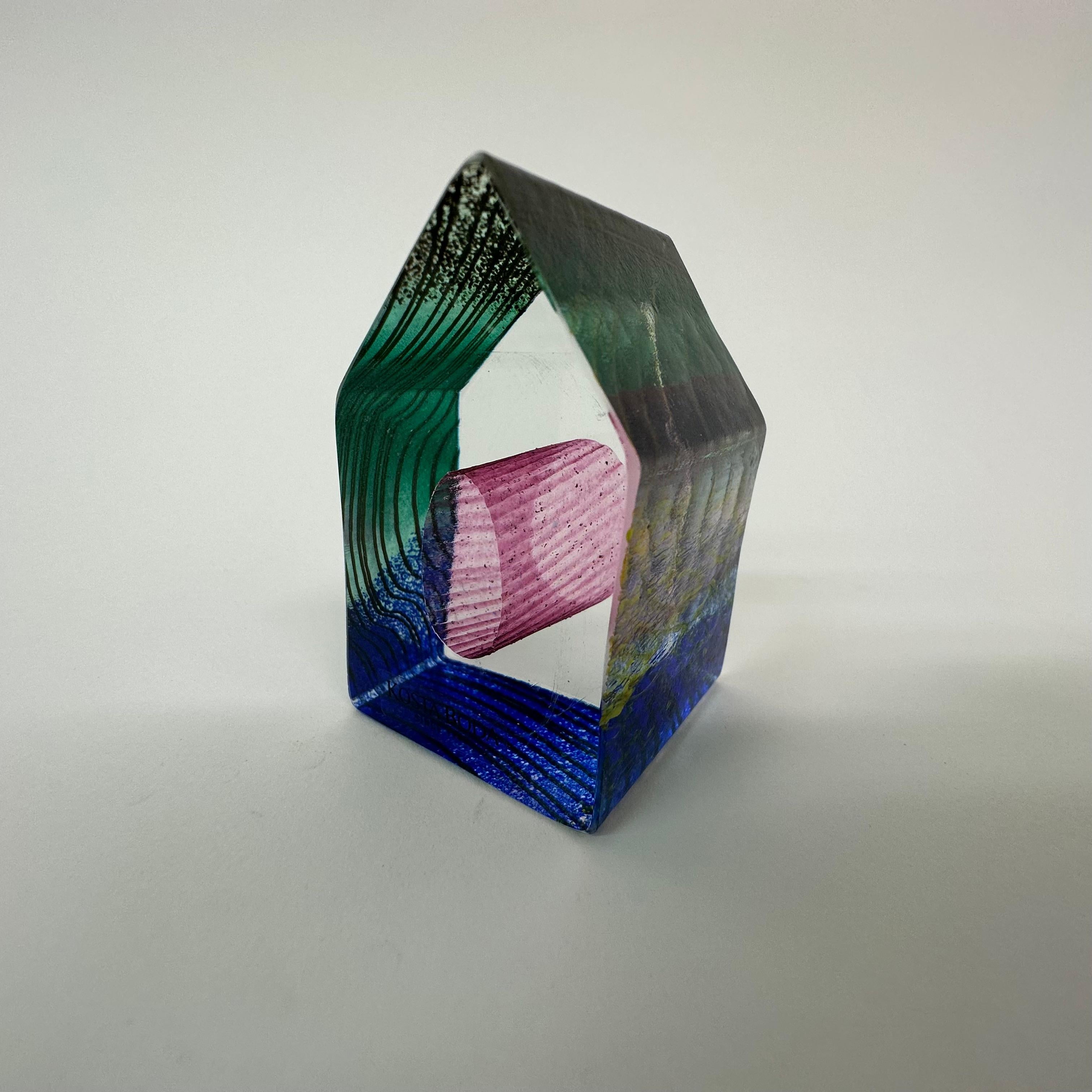 Late 20th Century Bertil Vallien fo Kosta Boda Sweden miniature sculpture House ”Country Living”
