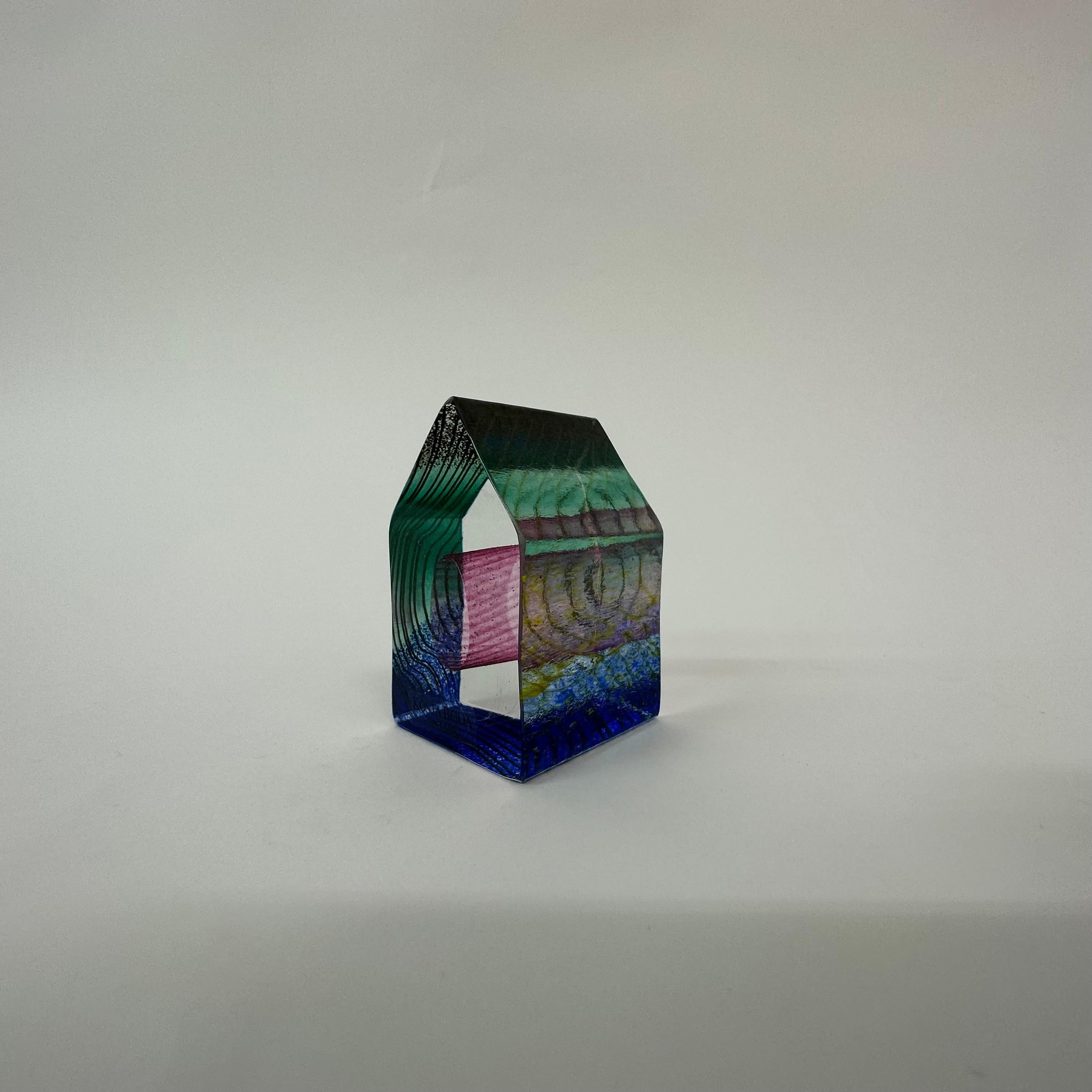 Art Glass Bertil Vallien fo Kosta Boda Sweden miniature sculpture House ”Country Living”
