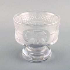 Bertil Vallien for Boda Åfors, Bowl on Base in Clear Art Glass, Swedish Design