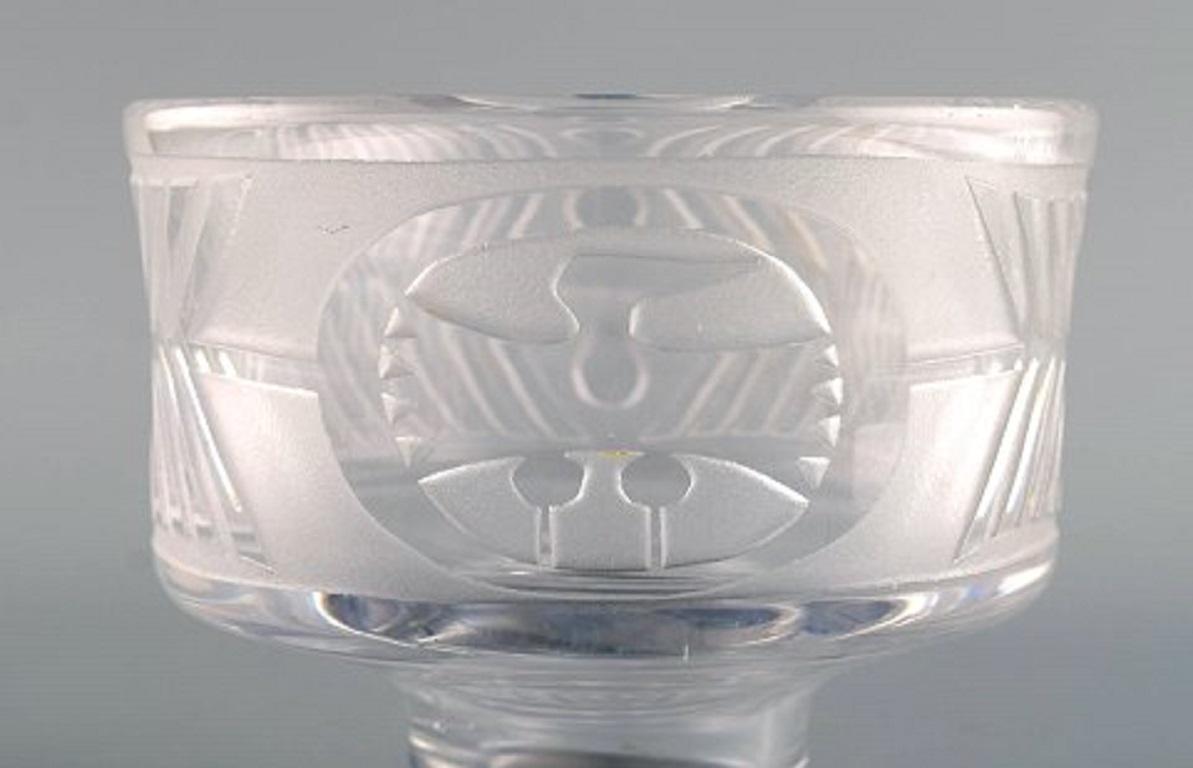 Late 20th Century Bertil Vallien for Boda Åfors, Bowl on Base in Clear Art Glass, Swedish Design