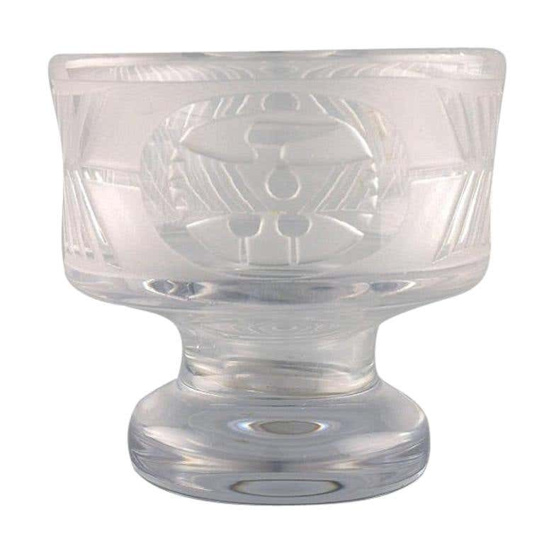 Art Deco Clear Glass Bowl with Black Base by Keith Murray For Sale at ...