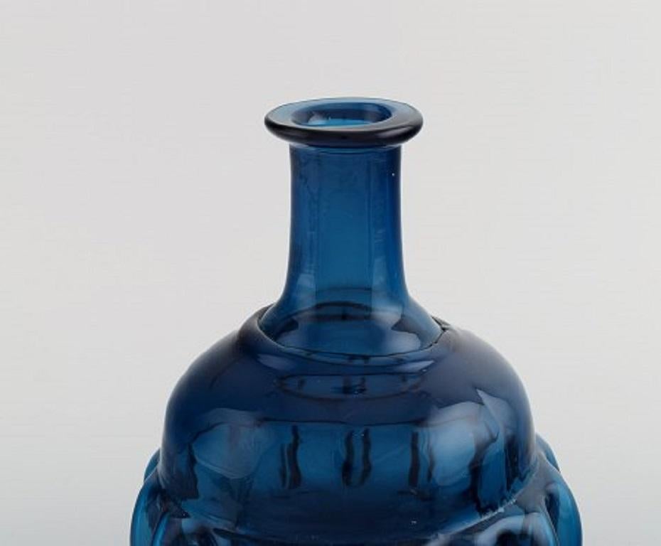 Scandinavian Modern Bertil Vallien for Boda Åfors, Vase in Blue Mouth Blown Art Glass, 1970s-1980s