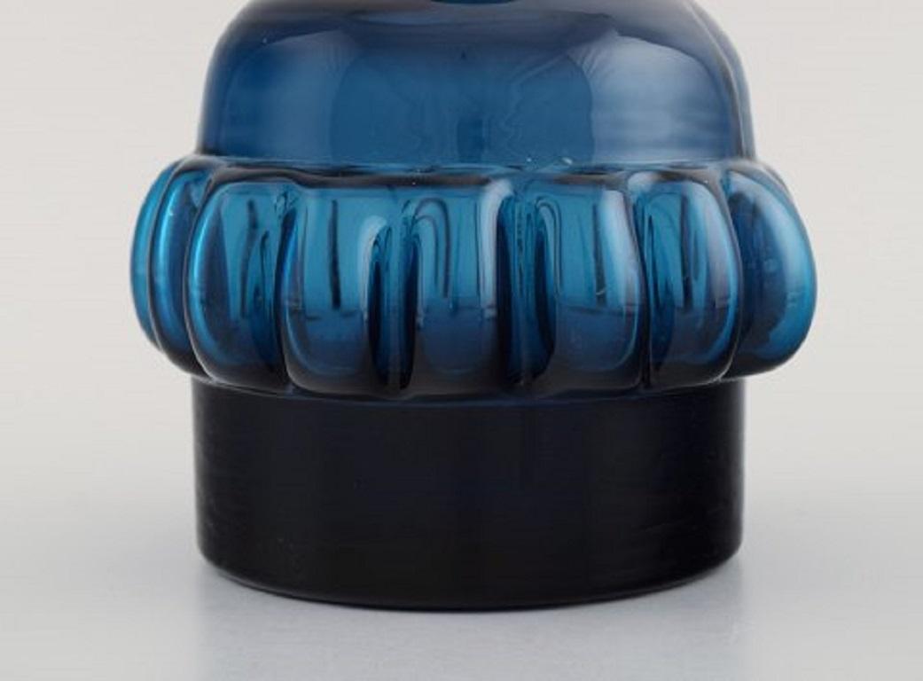 Swedish Bertil Vallien for Boda Åfors, Vase in Blue Mouth Blown Art Glass, 1970s-1980s