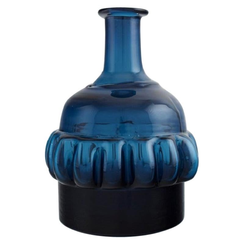 Bertil Vallien for Boda Åfors, Vase in Blue Mouth Blown Art Glass, 1970s-1980s