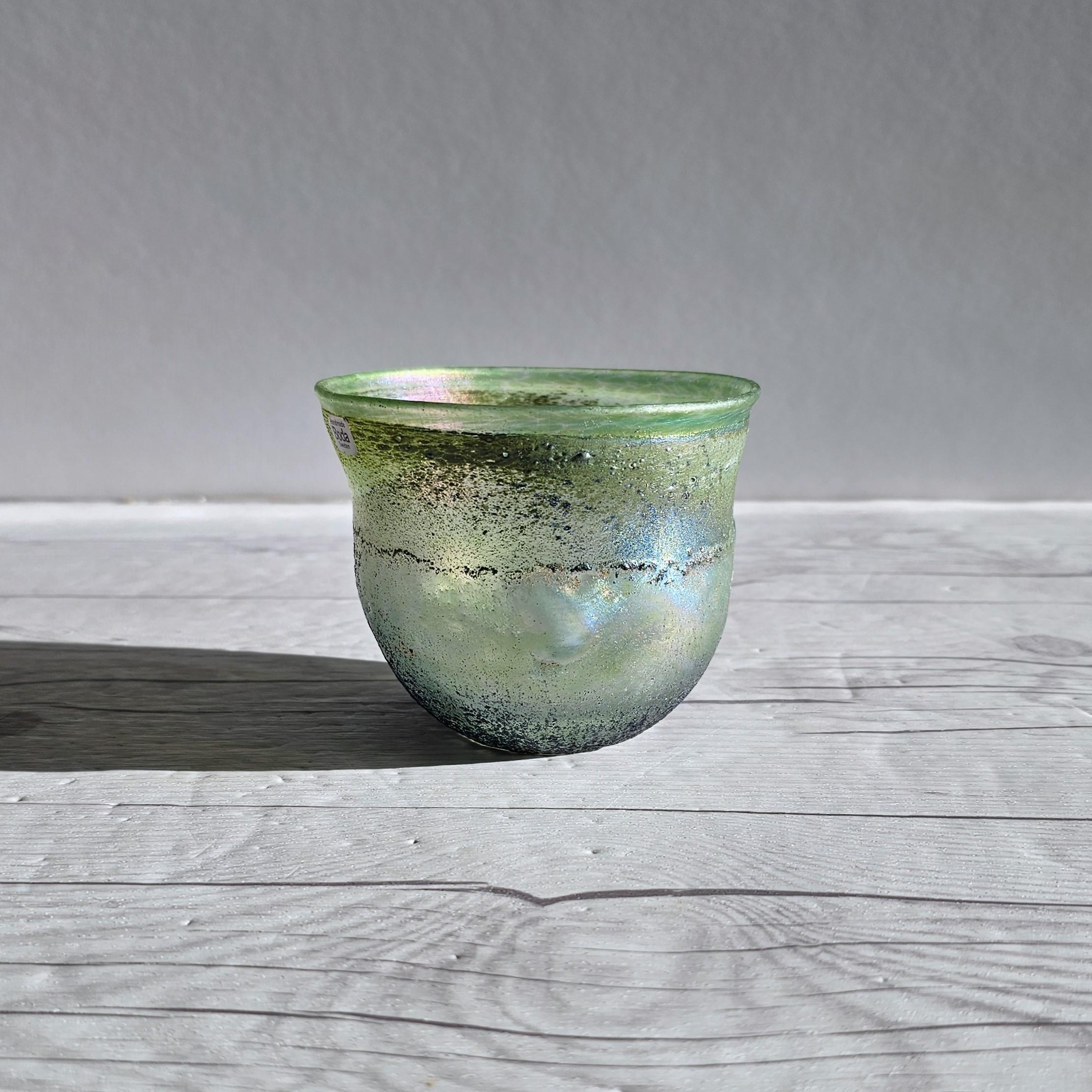Bertil Vallien for Boda Glassworks, Iridescent Sandblast Art Glass Bowl, Unique For Sale 1