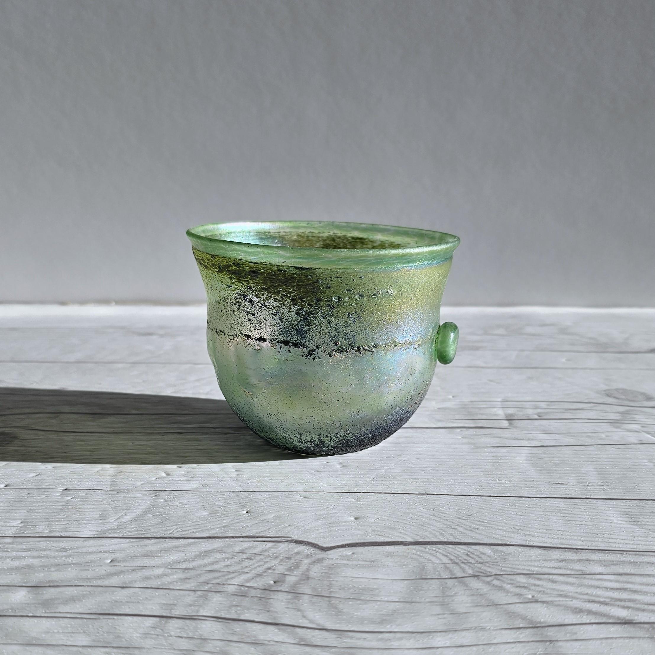 Bertil Vallien for Boda Glassworks, Iridescent Sandblast Art Glass Bowl, Unique For Sale 2