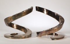 Bertil Vallien for Dansk Pair of Spiral Coil Snake Candle Holders, 1960s