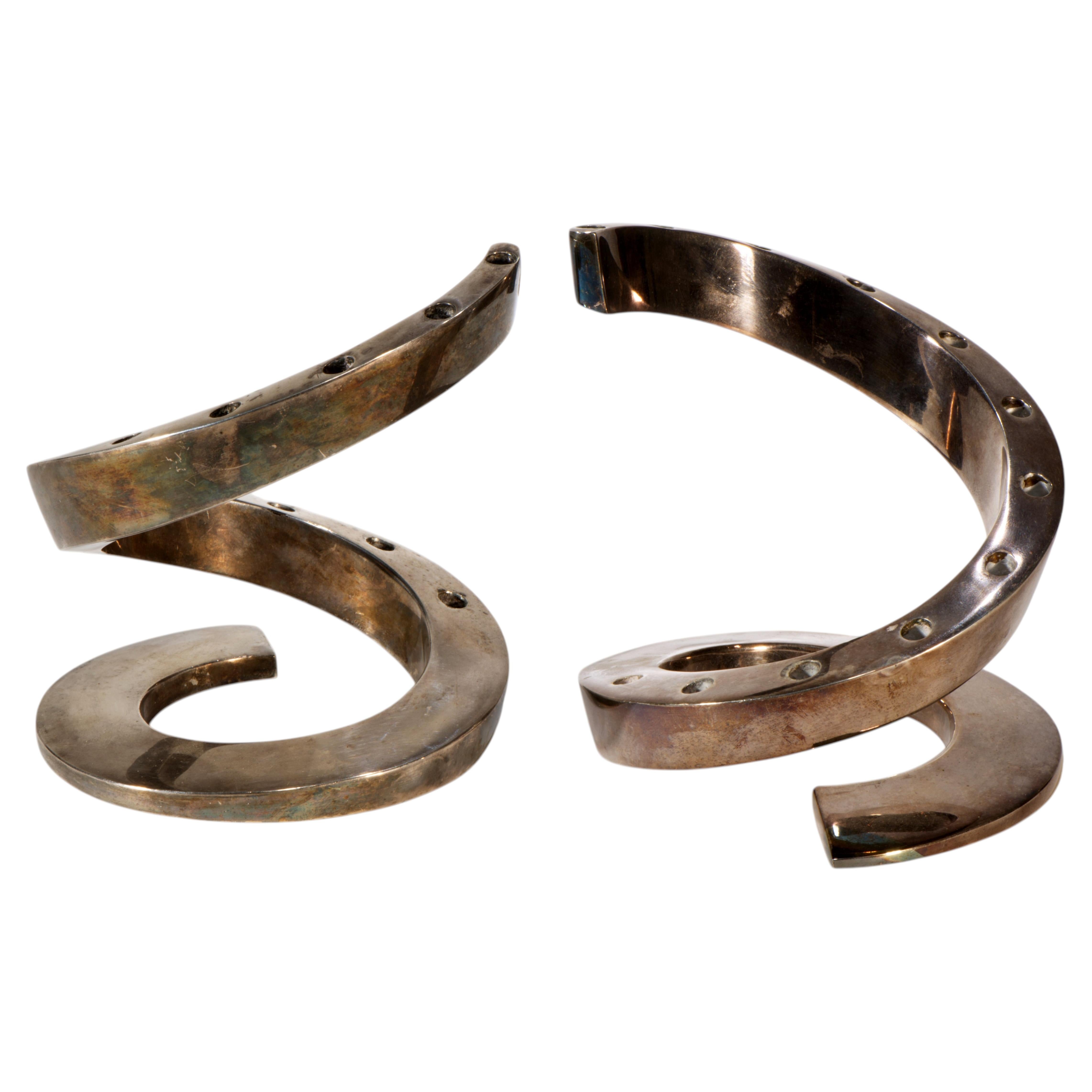 Bertil Vallien pour Dansk Paire de bougeoirs serpent en spirale, années 1960