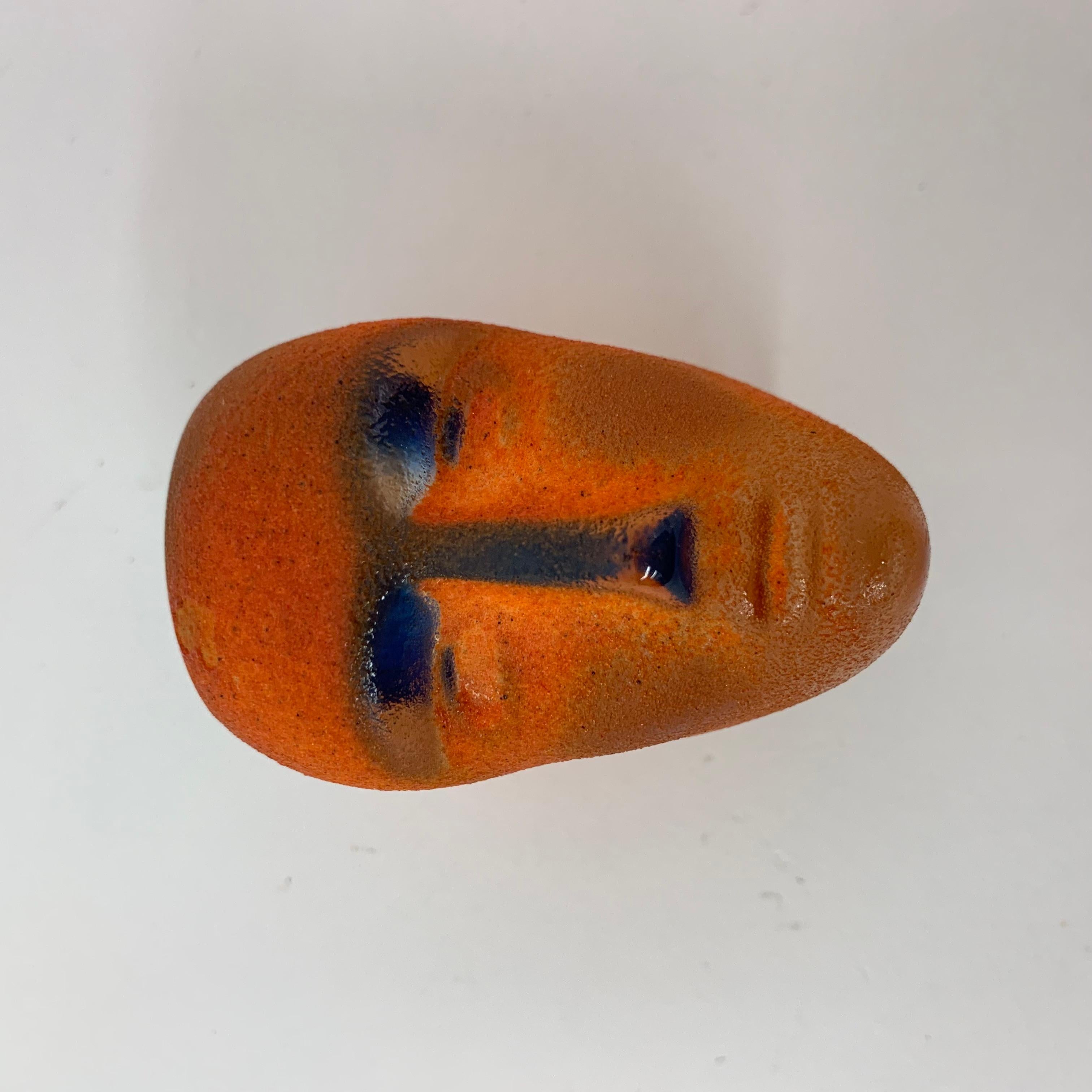 Bertil Vallien for Kosta Boda Brains Head orange glass For Sale 6