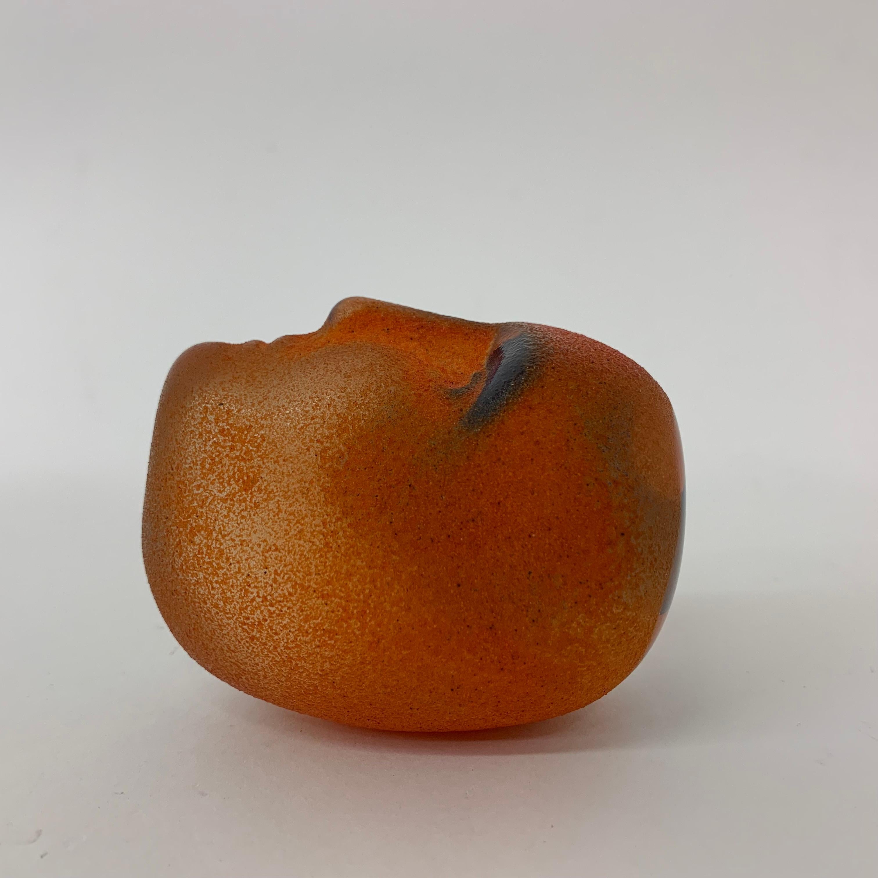 Bertil Vallien for Kosta Boda Brains Head orange glass For Sale 7