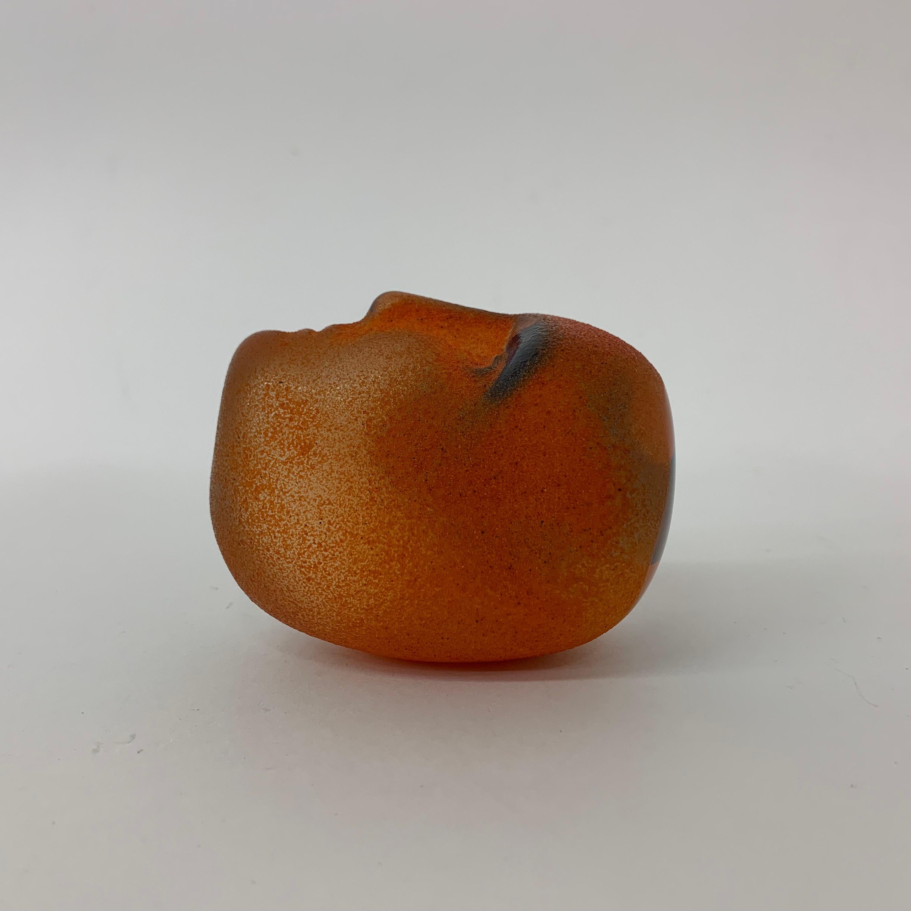Bertil Vallien for Kosta Boda Brains Head orange glass For Sale 10
