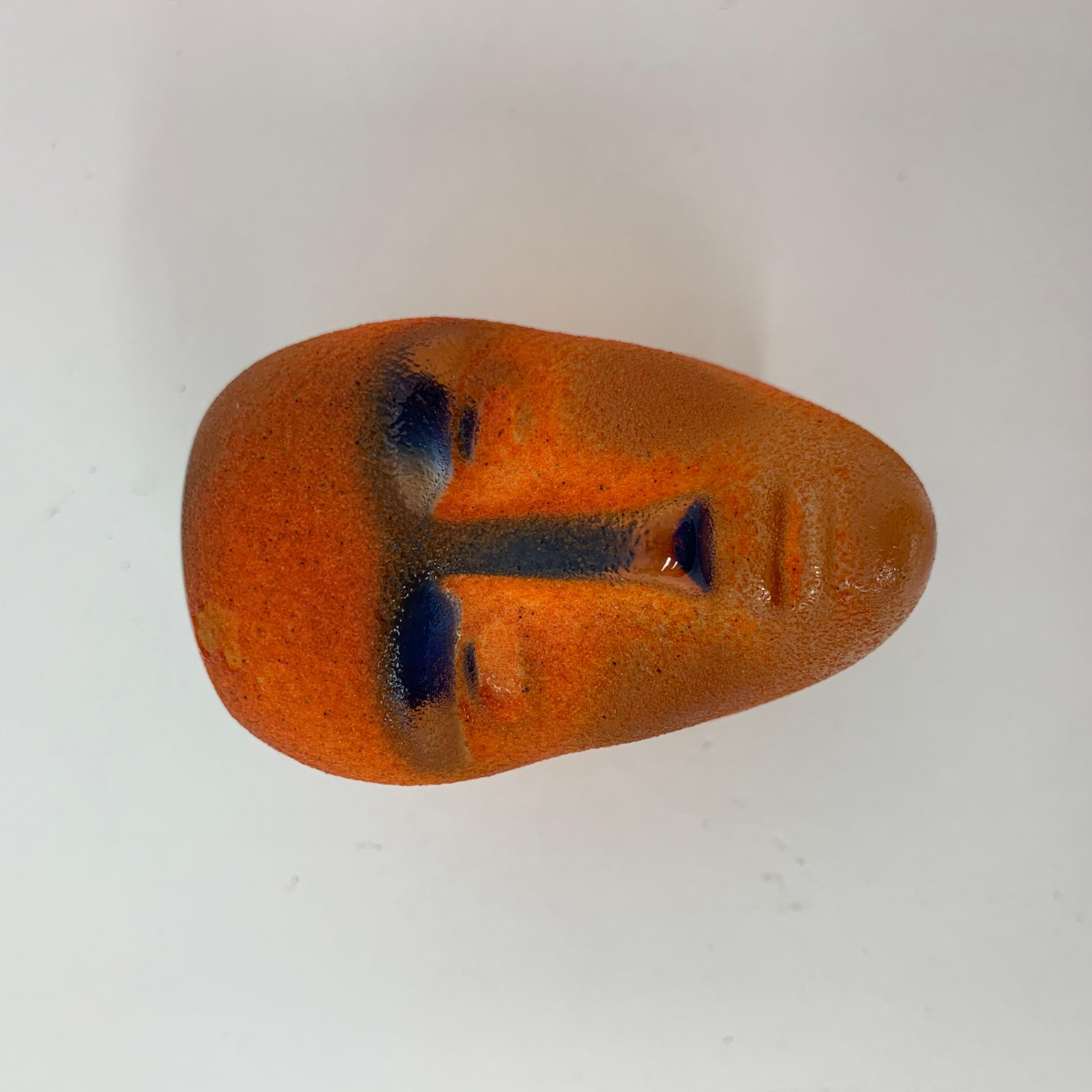 Bertil Vallien for Kosta Boda Brains Head orange glass For Sale 11