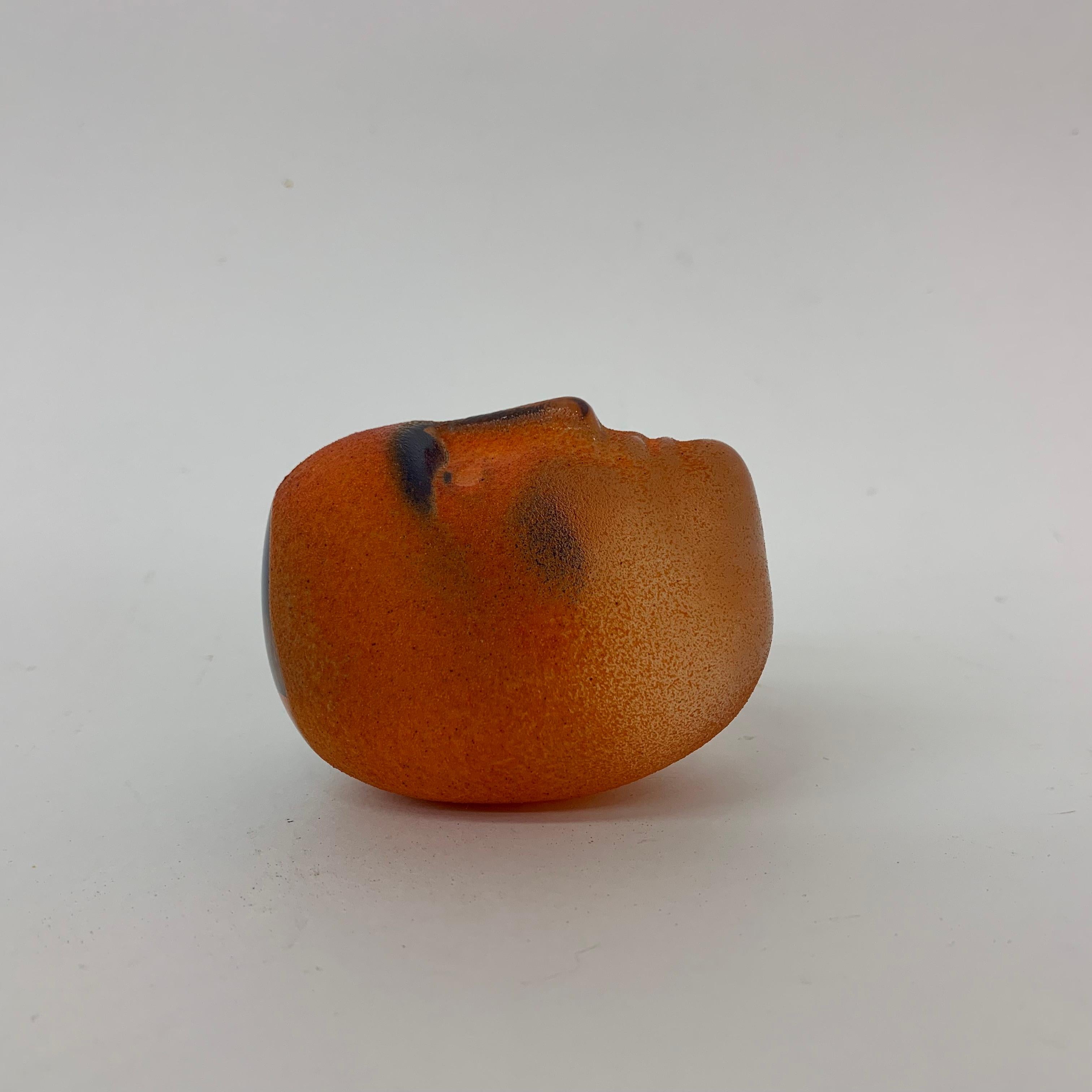 Scandinavian Modern Bertil Vallien for Kosta Boda Brains Head orange glass For Sale