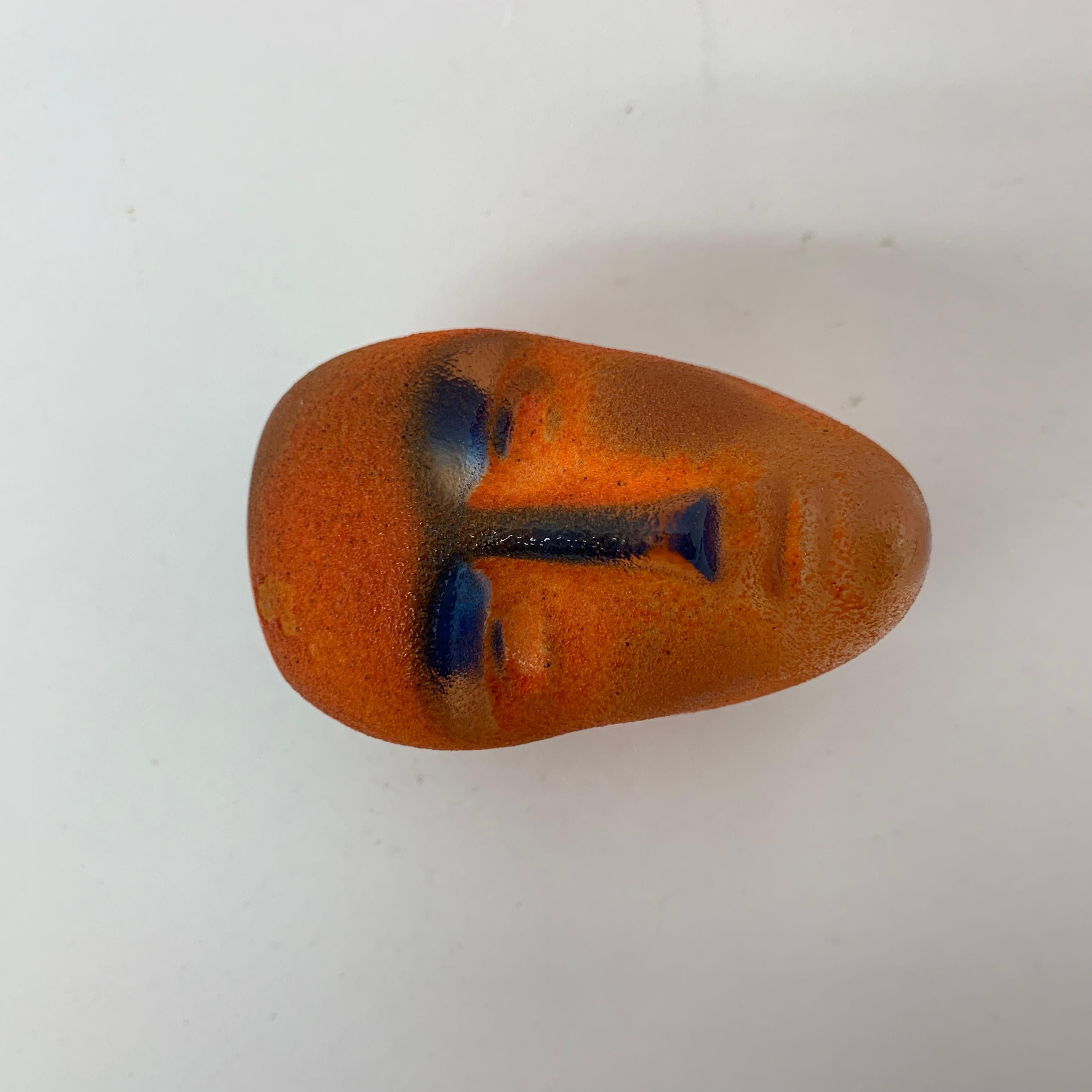 Swedish Bertil Vallien for Kosta Boda Brains Head orange glass For Sale