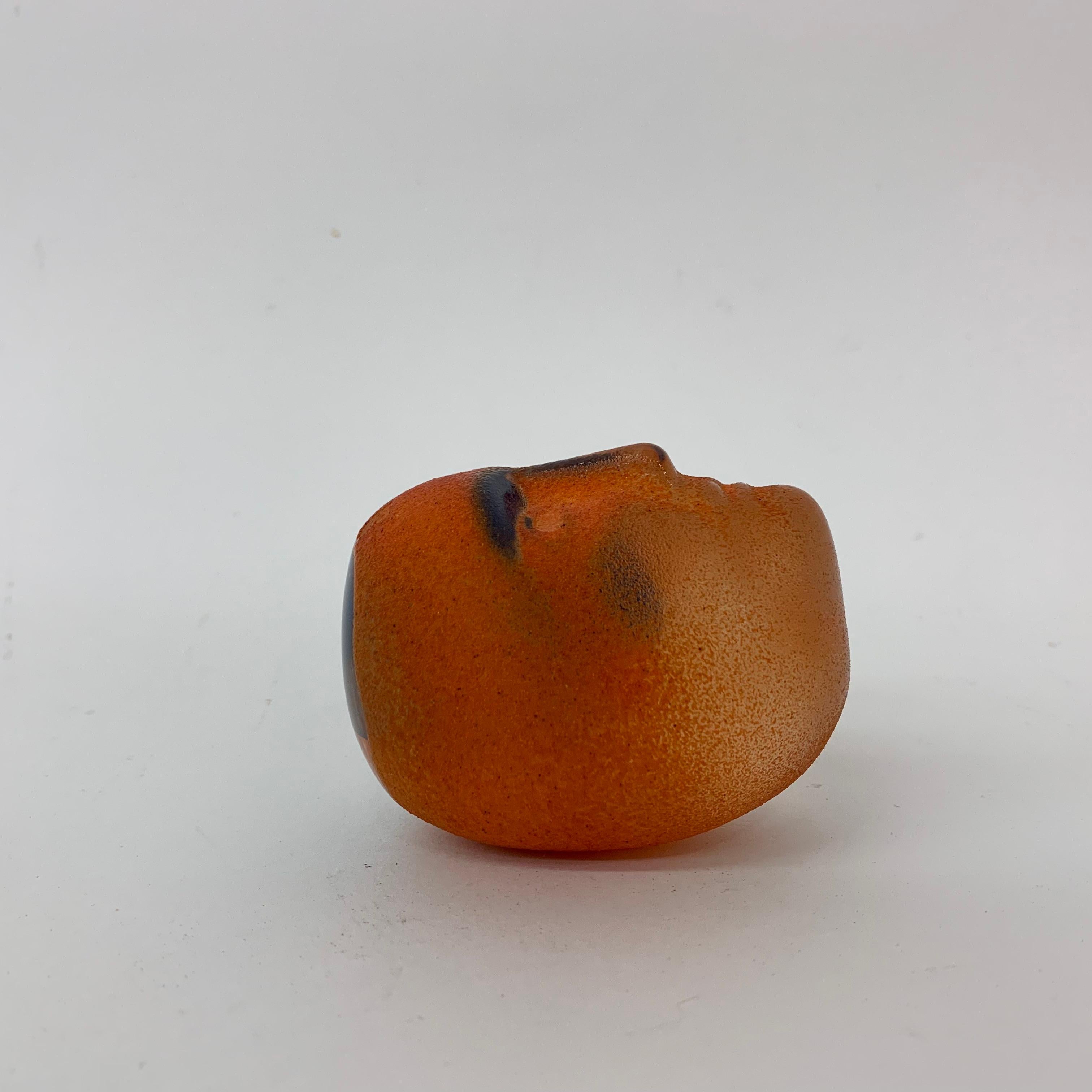 Late 20th Century Bertil Vallien for Kosta Boda Brains Head orange glass For Sale