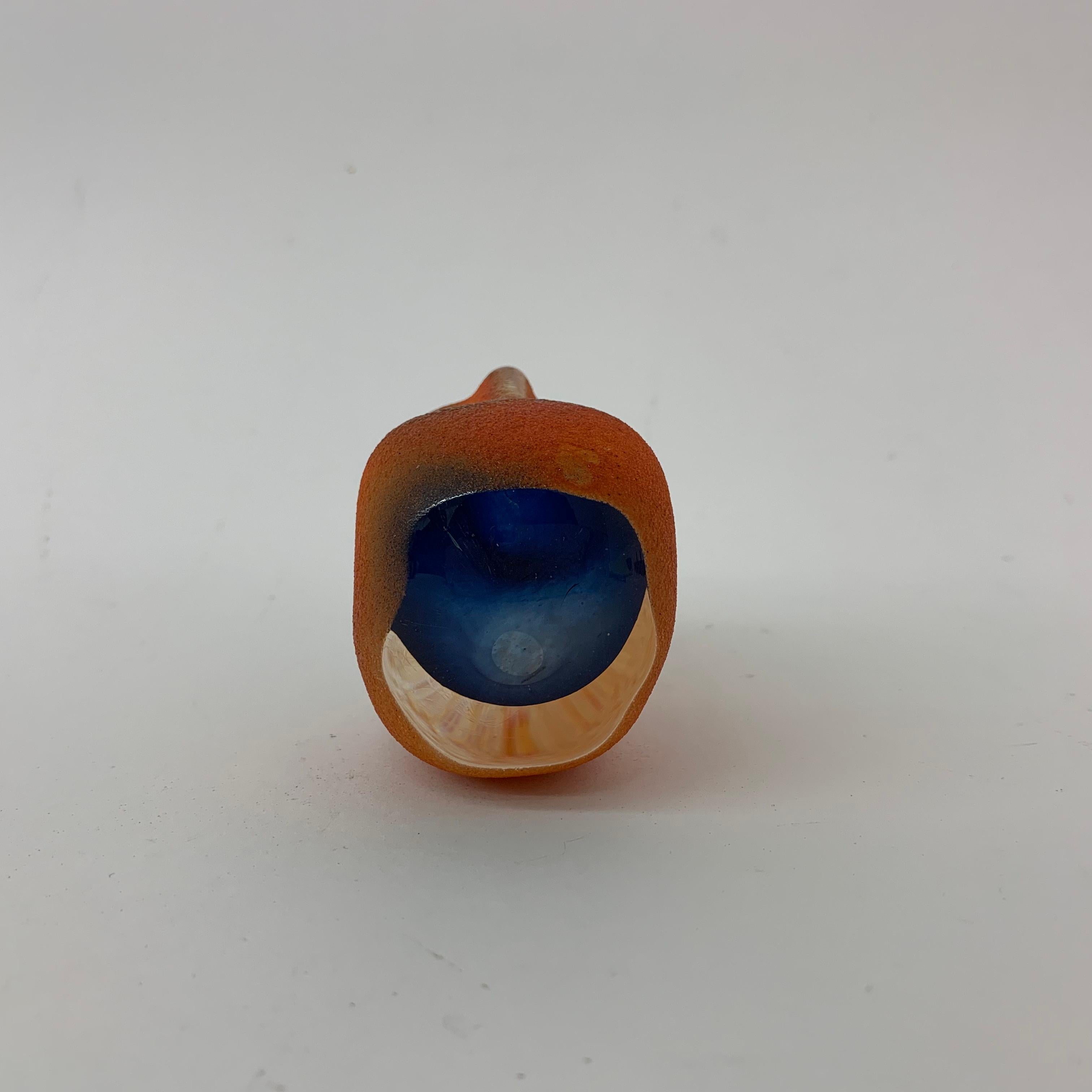 Art Glass Bertil Vallien for Kosta Boda Brains Head orange glass
