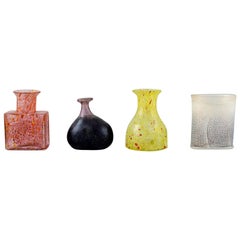 Bertil Vallien for Kosta Boda, Four Small Vases in Mouth Blown Art Glass, 1980s