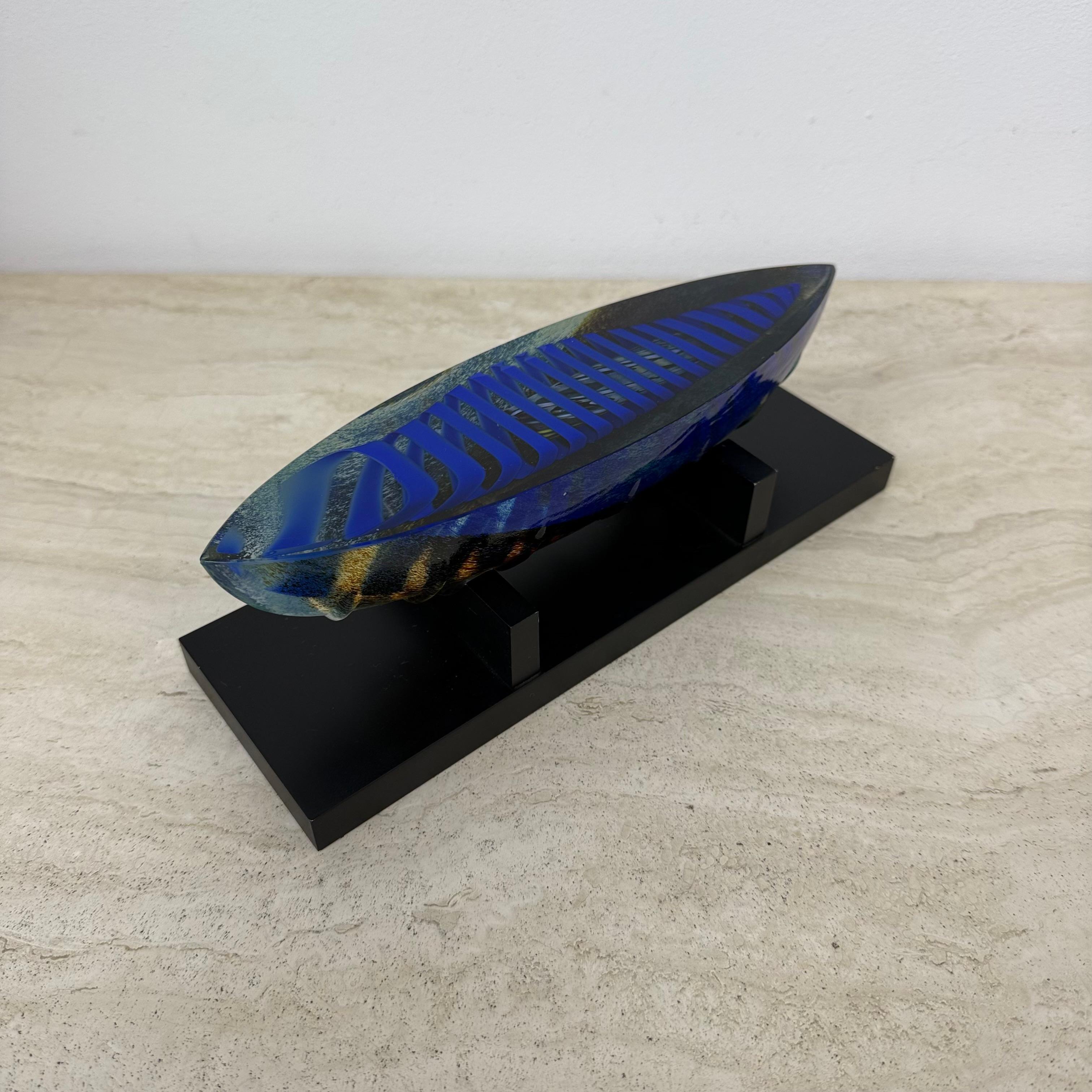 Bertil Vallien for Kosta Boda Large glass boat sculpture Limited edition 300 For Sale 3